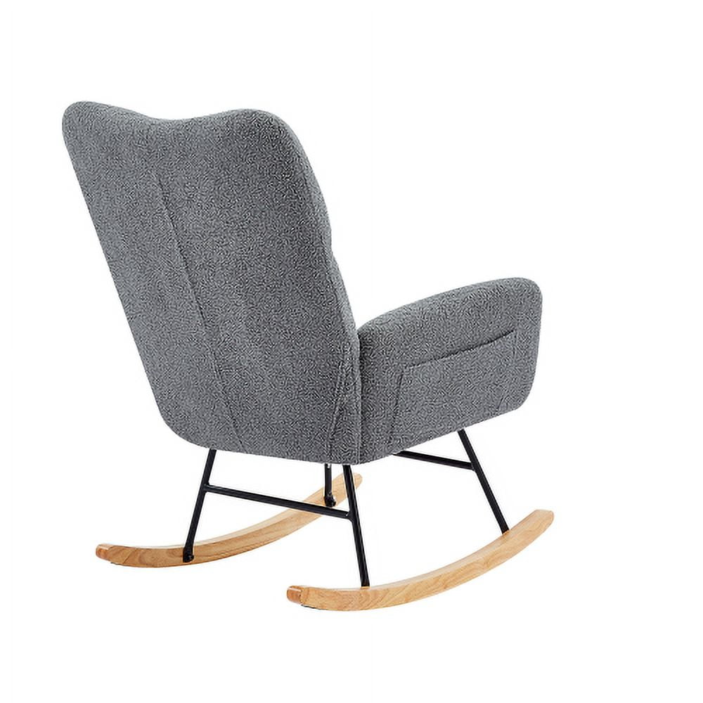 JHOOTUUO grey teddy fabric rocking chair