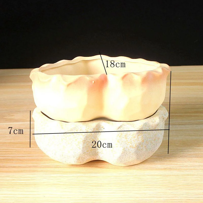 LivNxt Coarse Pottery Succulent Planter - Multi-Succulent Plant Pot Tray