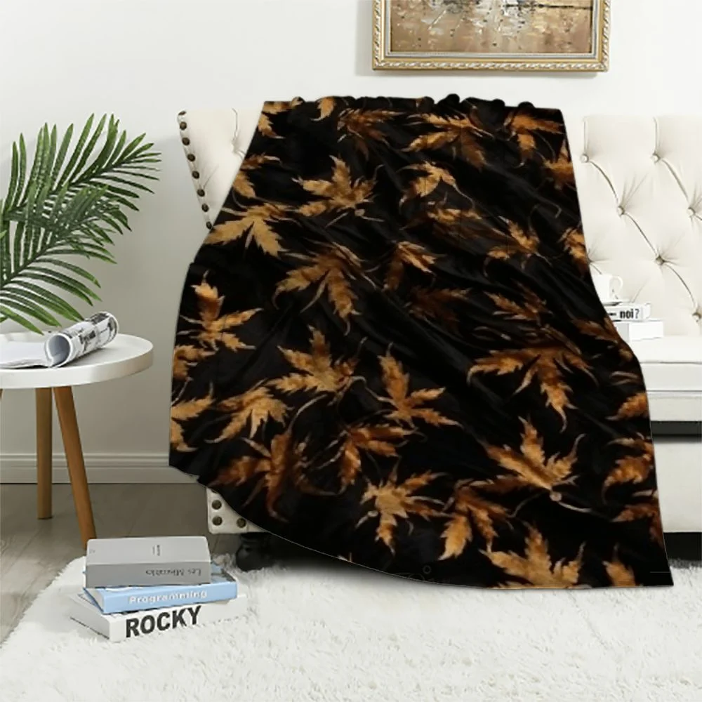 ARISTURING  Brown Leopard Print Weed Throw Blanket, Cannabis Marijuana Leaf Cheetah Print Blanket, Black Blanket Cozy Soft Lightweight Warm Flannel Blanket for Couch, Sofa, Stoner Gifts