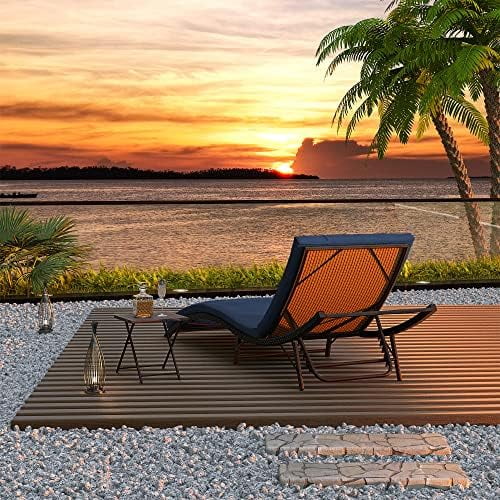 LNSETGC 3 Pieces Patio Chaise Lounge Set Outdoor PE Rattan Lounge Chair Adjustable Backrest Reclining Chair with  and Cushion for Patio Poolside Backyard Porch Beach(Navy Blue)