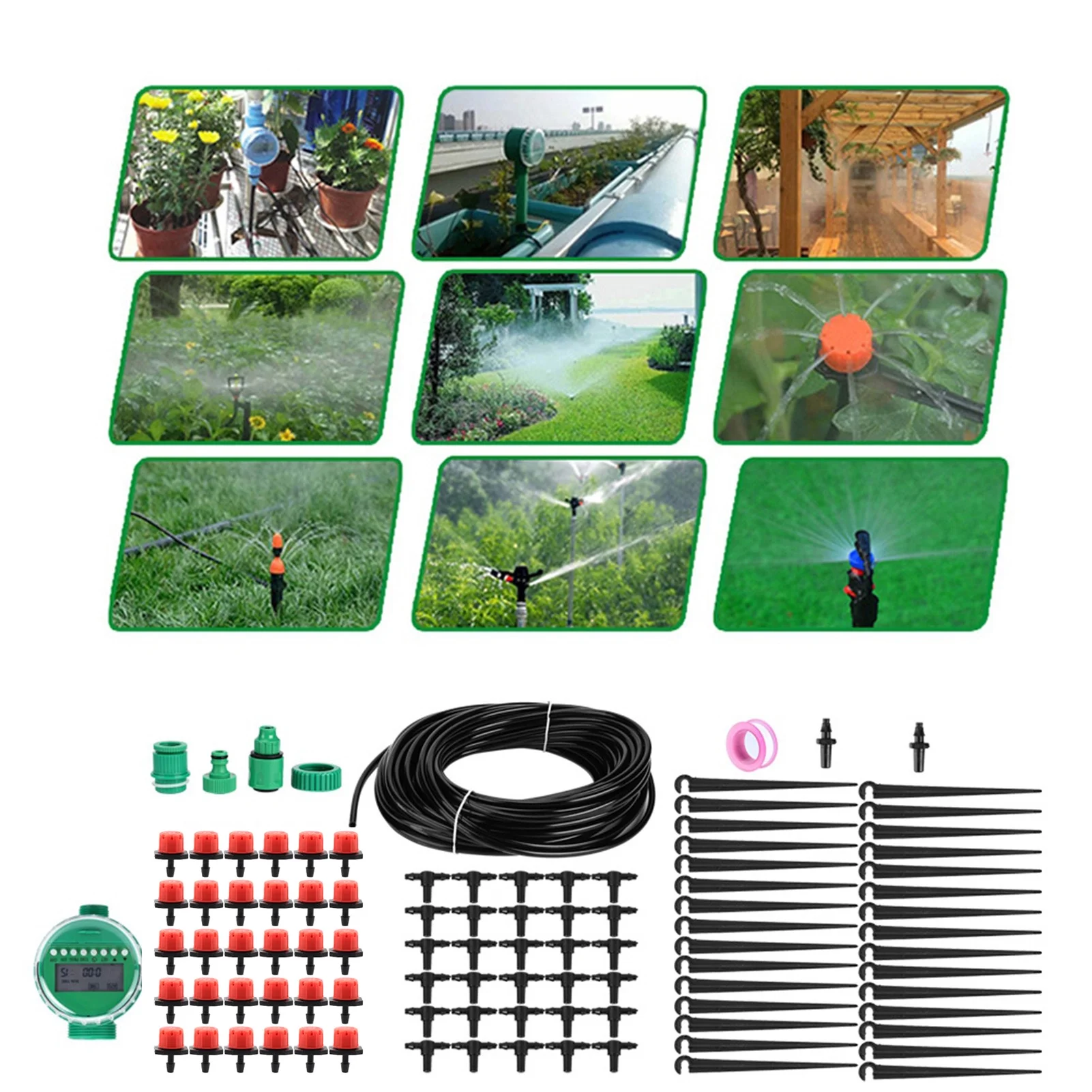 Irrigation Kit Practical 20m Water Irrigation Timer Controller Watering Hose Tool Kit DIY Automatic Drip Irrigation