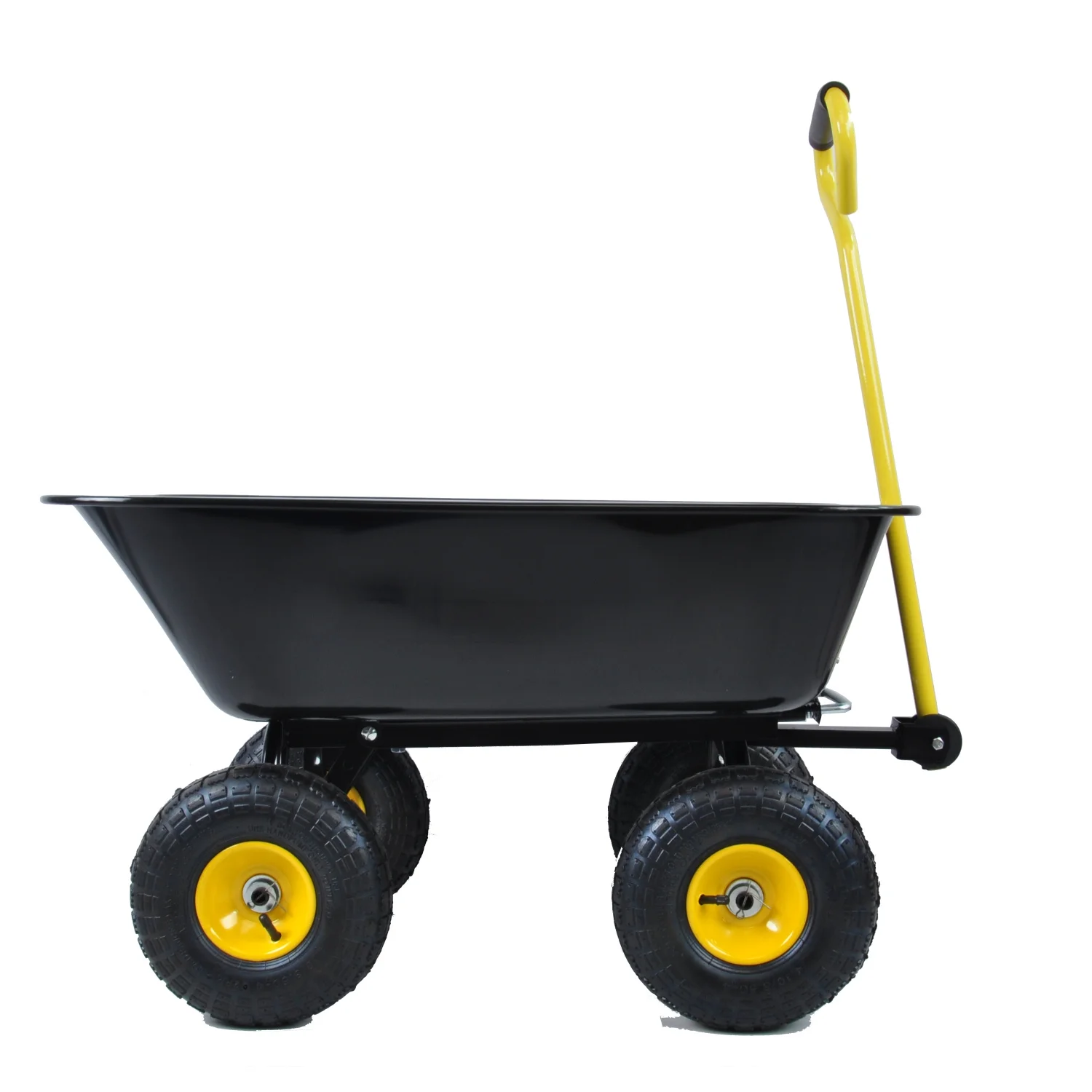 Black 10-Inch Folding Poly Garden Dump Truck with Strong Steel Frame and Pneumatic Tires
