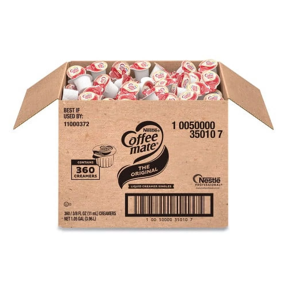 Coffee-mate Liquid Coffee Creamer, Original, 0.38 oz Mini Cups, 360/Carton