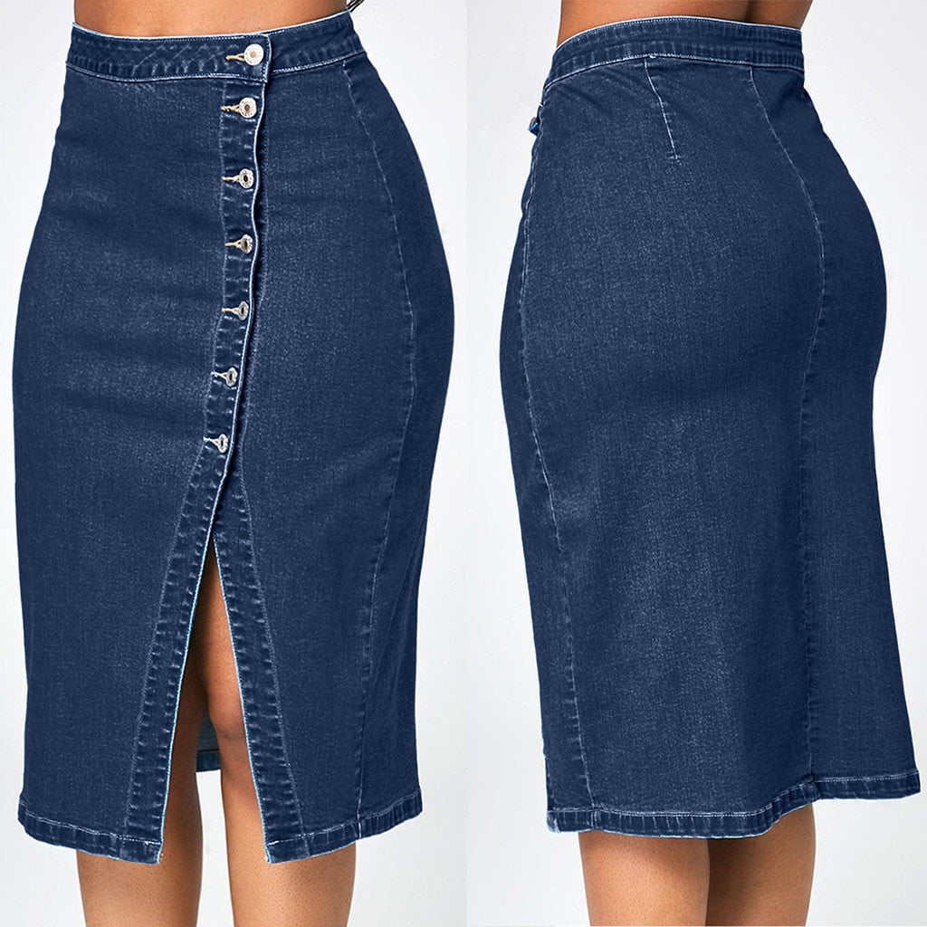Spring Maxi Skirt Women Fashion Denim Pencil Skirt High Waisted Blow Knee Blue Jeans Skirts Skirt Sets Women 2 Piece Outfits Dressy