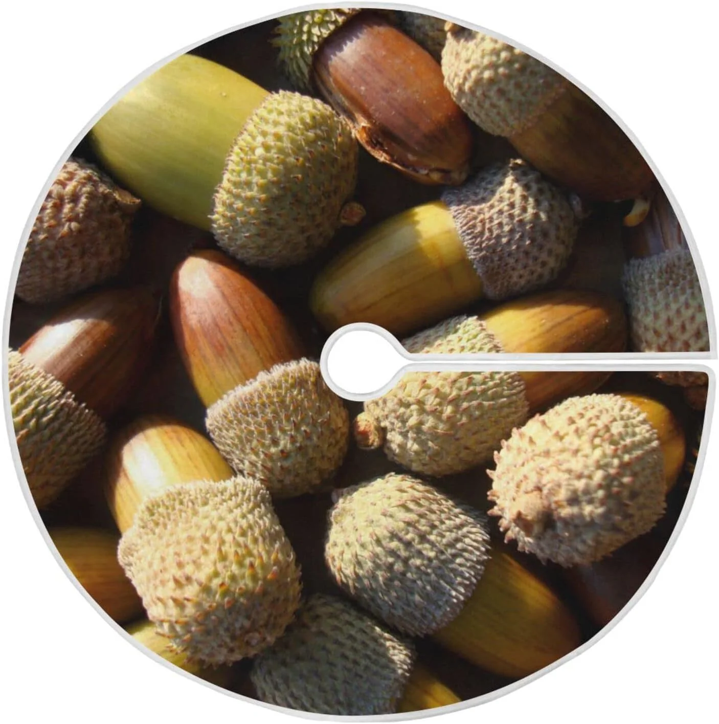 Dreamtimes Autumn Acorns Tree Skirts for Festive Holiday Party Decoration, Harvest Christmas Tree Mat Christmas Tree Cover Skirt Ornaments for Home Office, 48inch