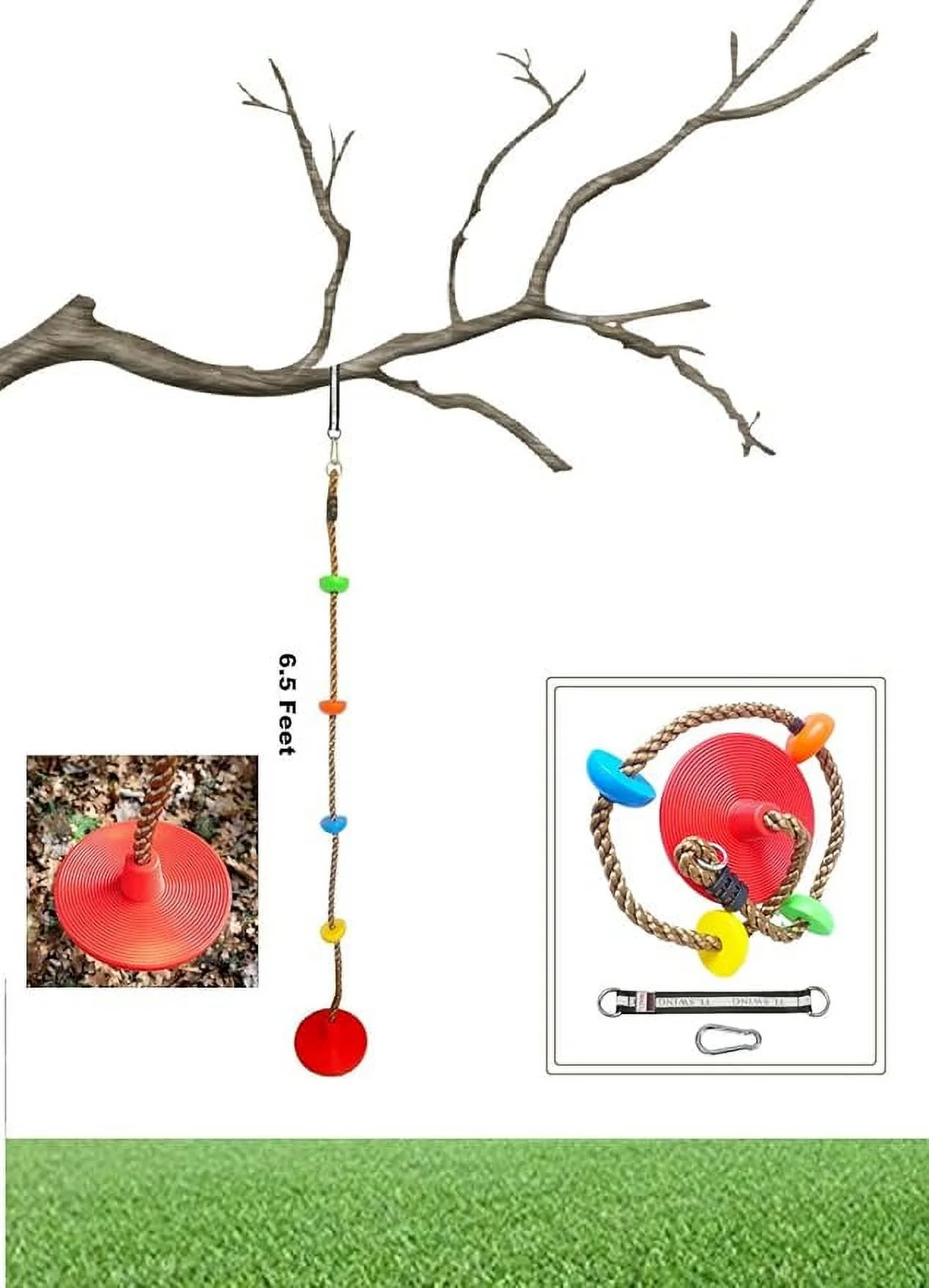 Explore endless outdoor fun with our 5-star TD Climbing Rope Tree Swing! Red Disc Seat, Platforms, and Adjustable Height up to 6.5 FT. The perfect addition to your playground set!