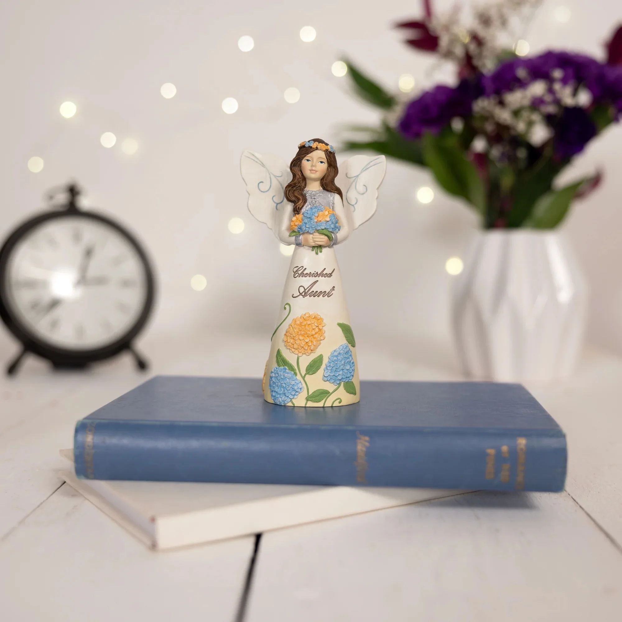 Aunt 5 Angel Holding Hydrangeas