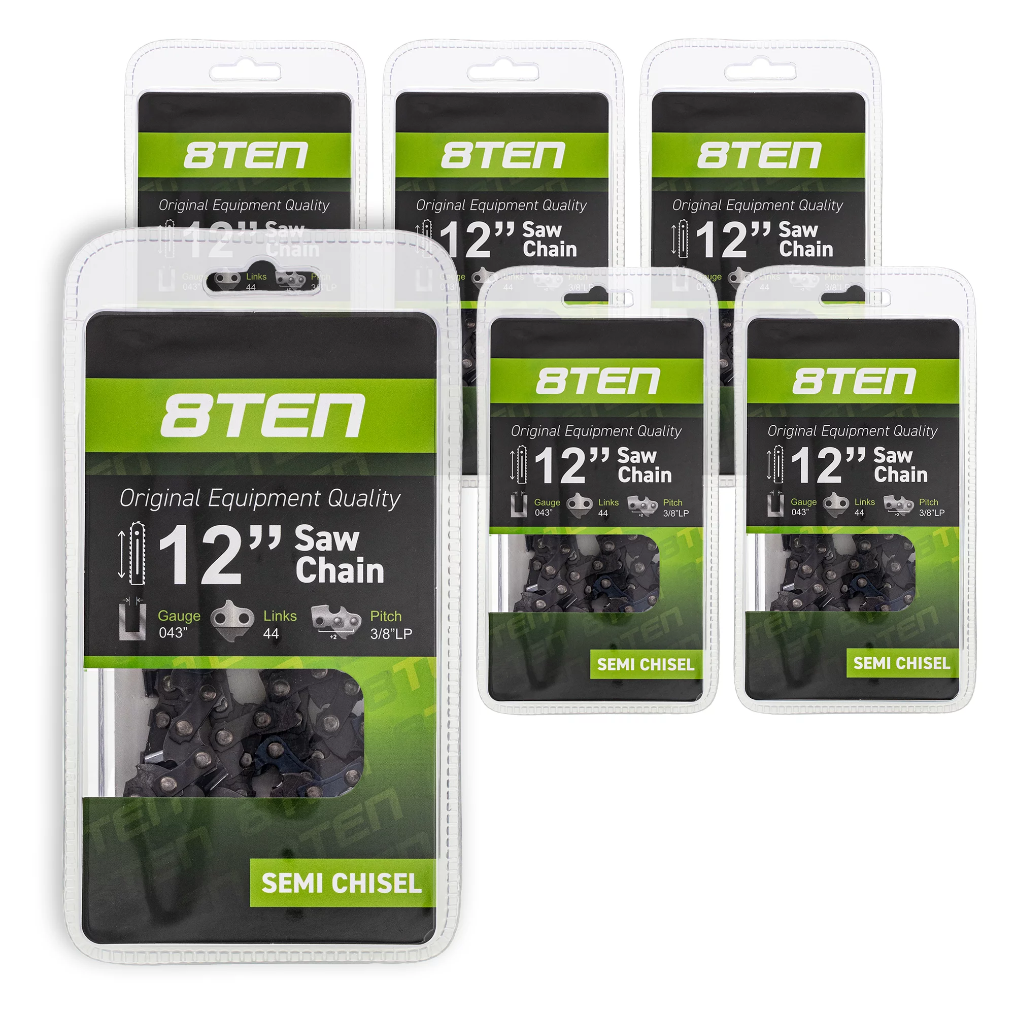 8TEN Chainsaw Chain 12 inch .043 3/8 44DL for Echo Husqvarna Stihl 6 Pack 810-CCC2248H