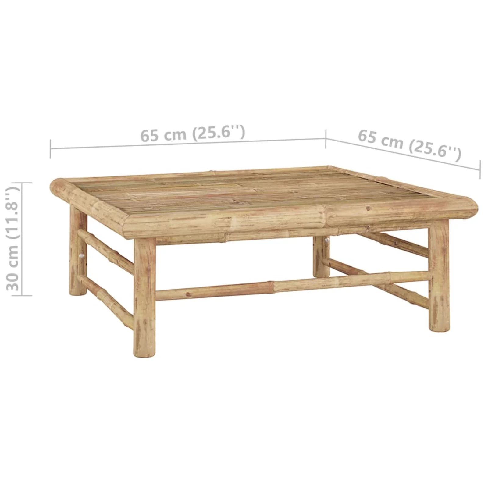 Carevas 2 Piece Patio Set with Dark Gray Cushions Bamboo