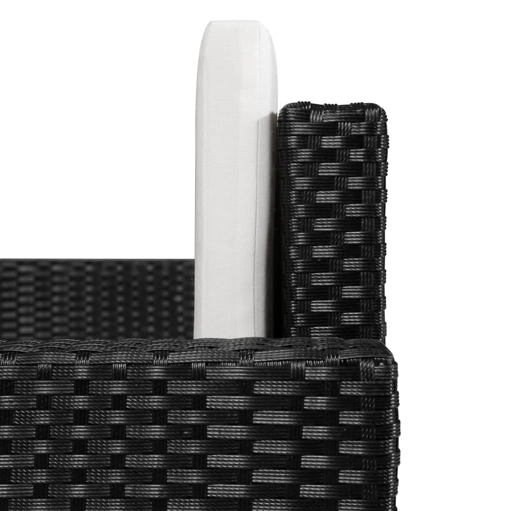 OWSOO 2 Seater Garden Sofa with Cushions Black Poly Rattan