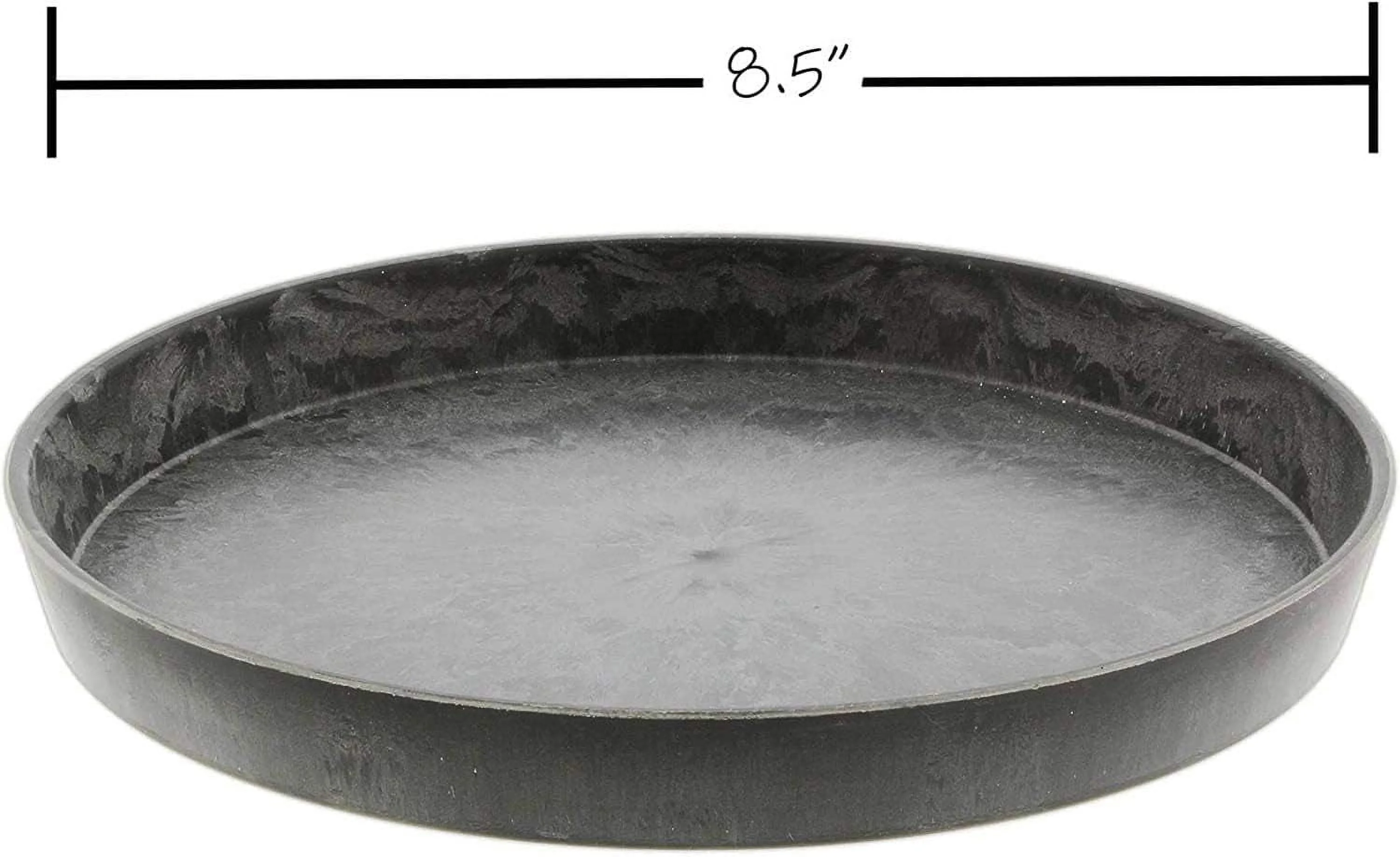 Hard Plastic Plant Saucer, Faux Slate Look - Unique Planter Tray Decoration For Indoor Outdoor Home Garden Decor (8.25