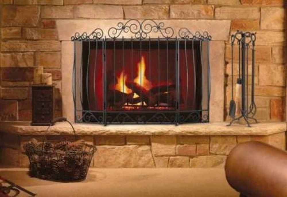 Pilgrim 19205 3 Panel Villa Screen - Black