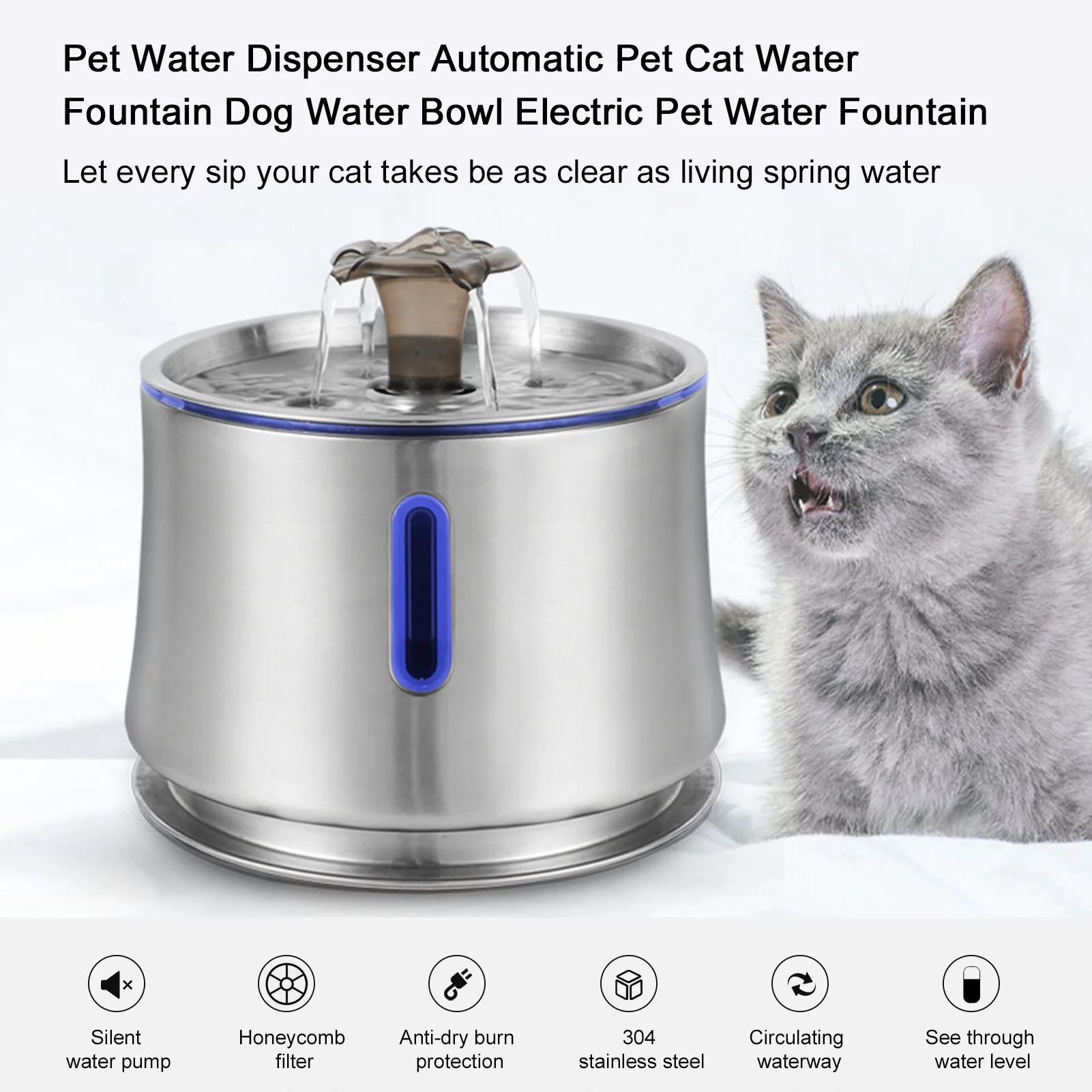 OWSOO Electric  Water Fountain, Automatic Dog Water Bowl, Drinking Fountain for Cats and Dogs
