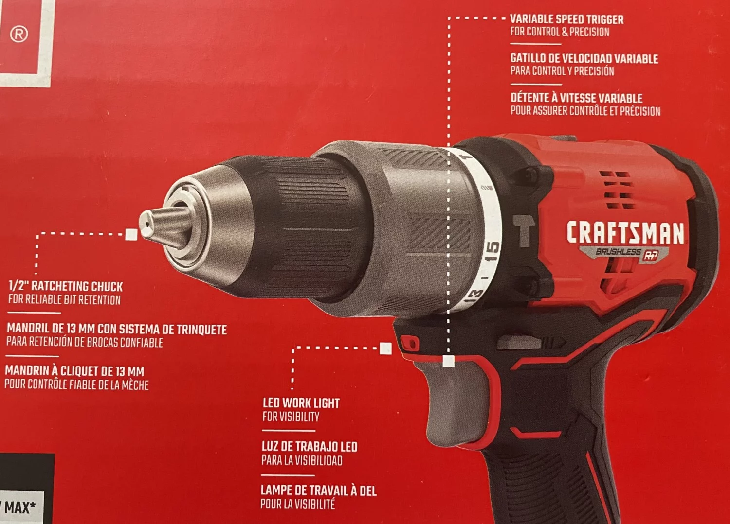 CRAFTSMAN V20 1/2-in 20-volt Max Variable Speed Brushless Cordless Hammer Drill (Tool Only)