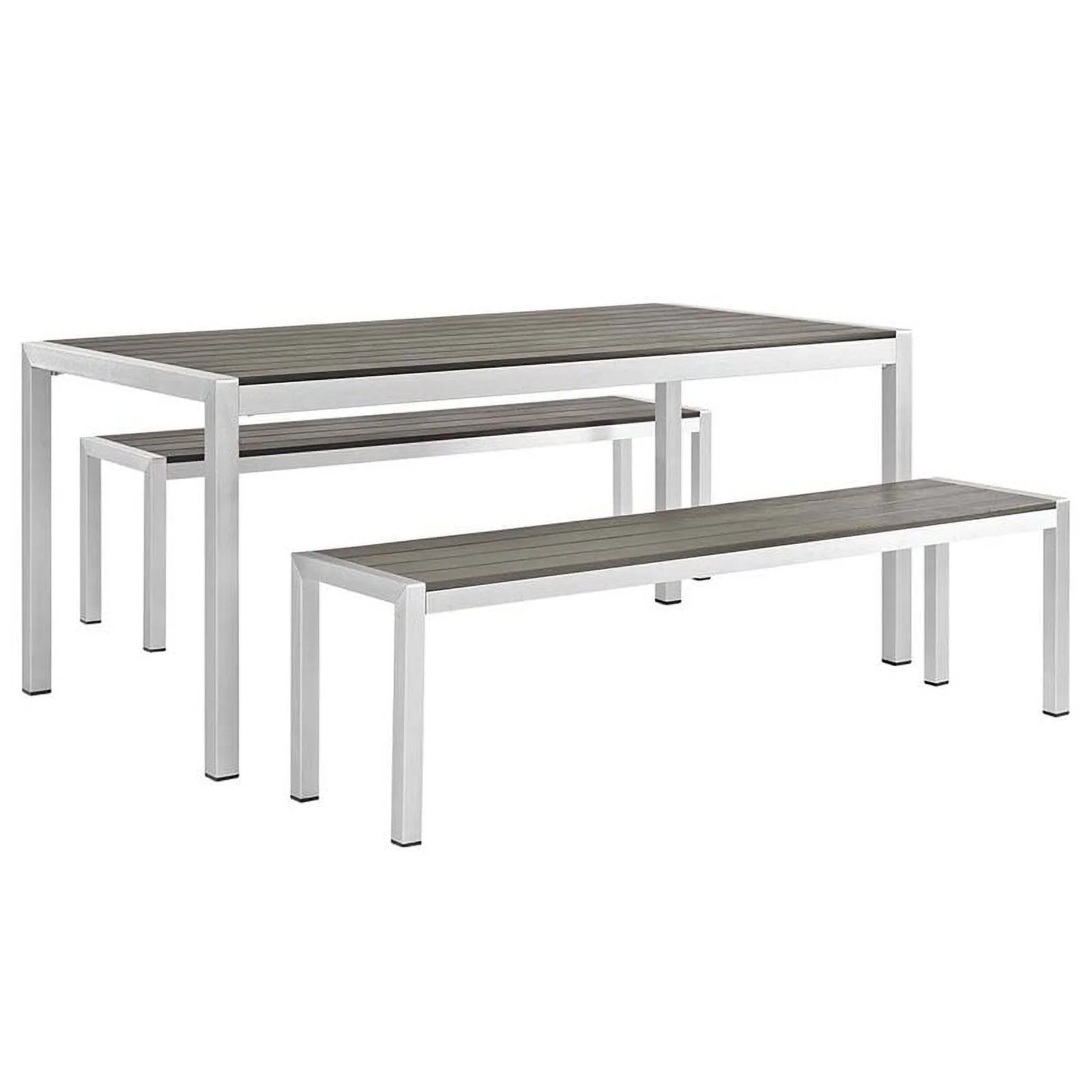 Afuera Living 3-Piece Modern Aluminum Patio Dining Set in Gray