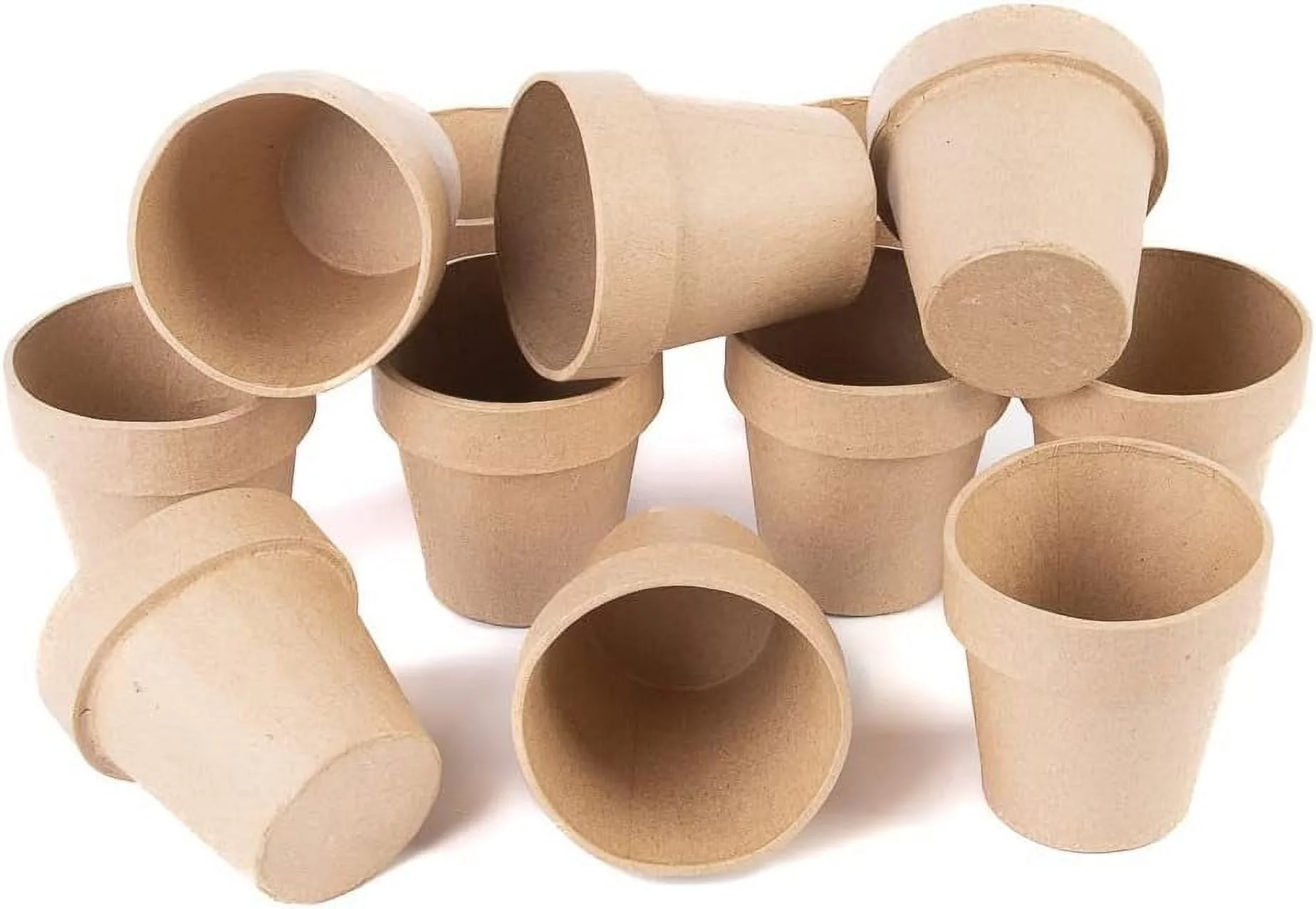 Pack of 12 Paper Mache Flower Pots - Papier Mache Pots Shaped Like Traditional Terra Cotta Flower Pots Ready to Finish & Decorate. (3