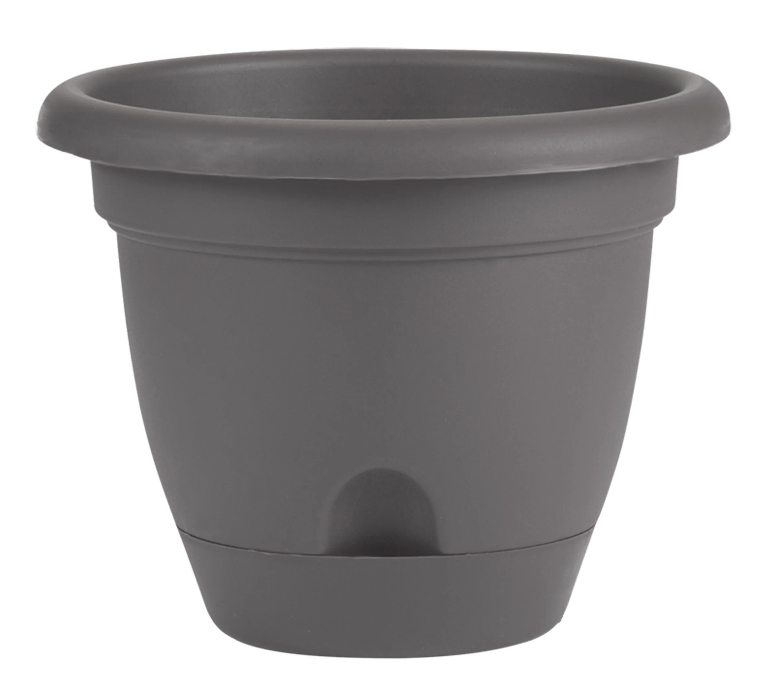 Bloem Lucca Self Watering Planter w/ Saucer 16 in. Charcoal