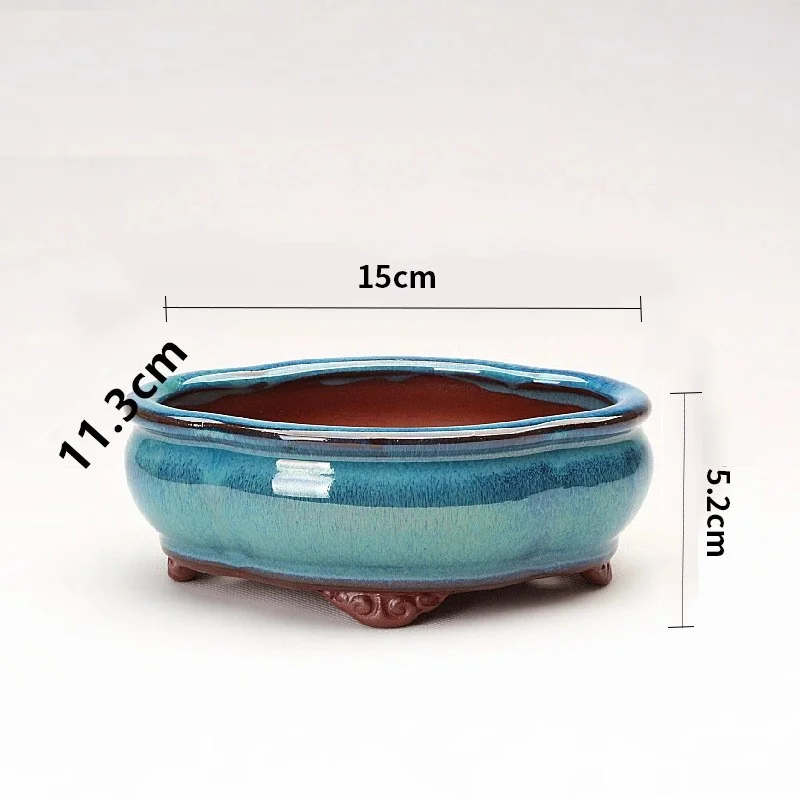 Creative Chinese Style Bonsai Flowerpot Ventilate Purple Sands Ceramic Craft Plant Pot Planter   Office