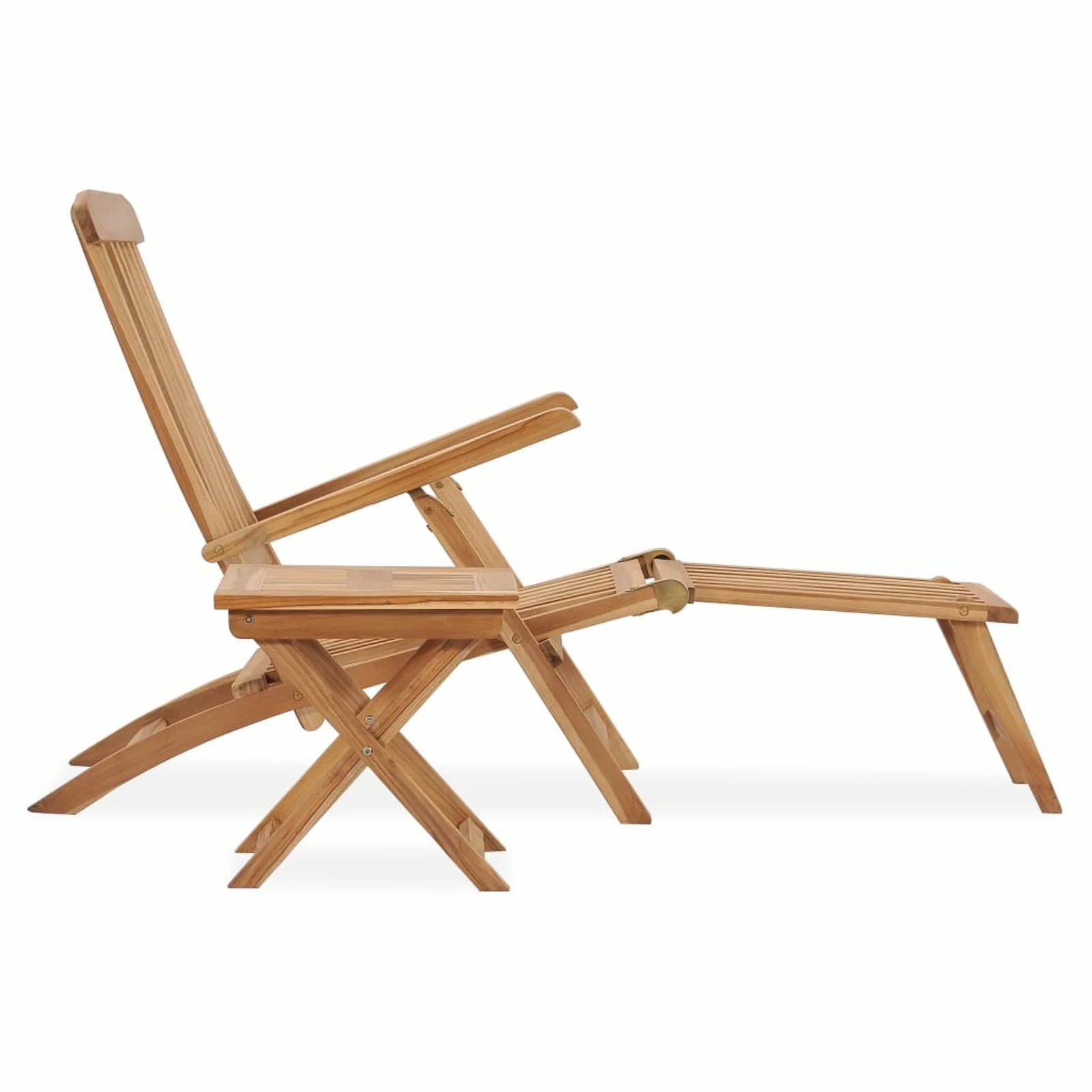 Suzicca Patio Deck Chair with Footrest and Table Solid Teak Wood