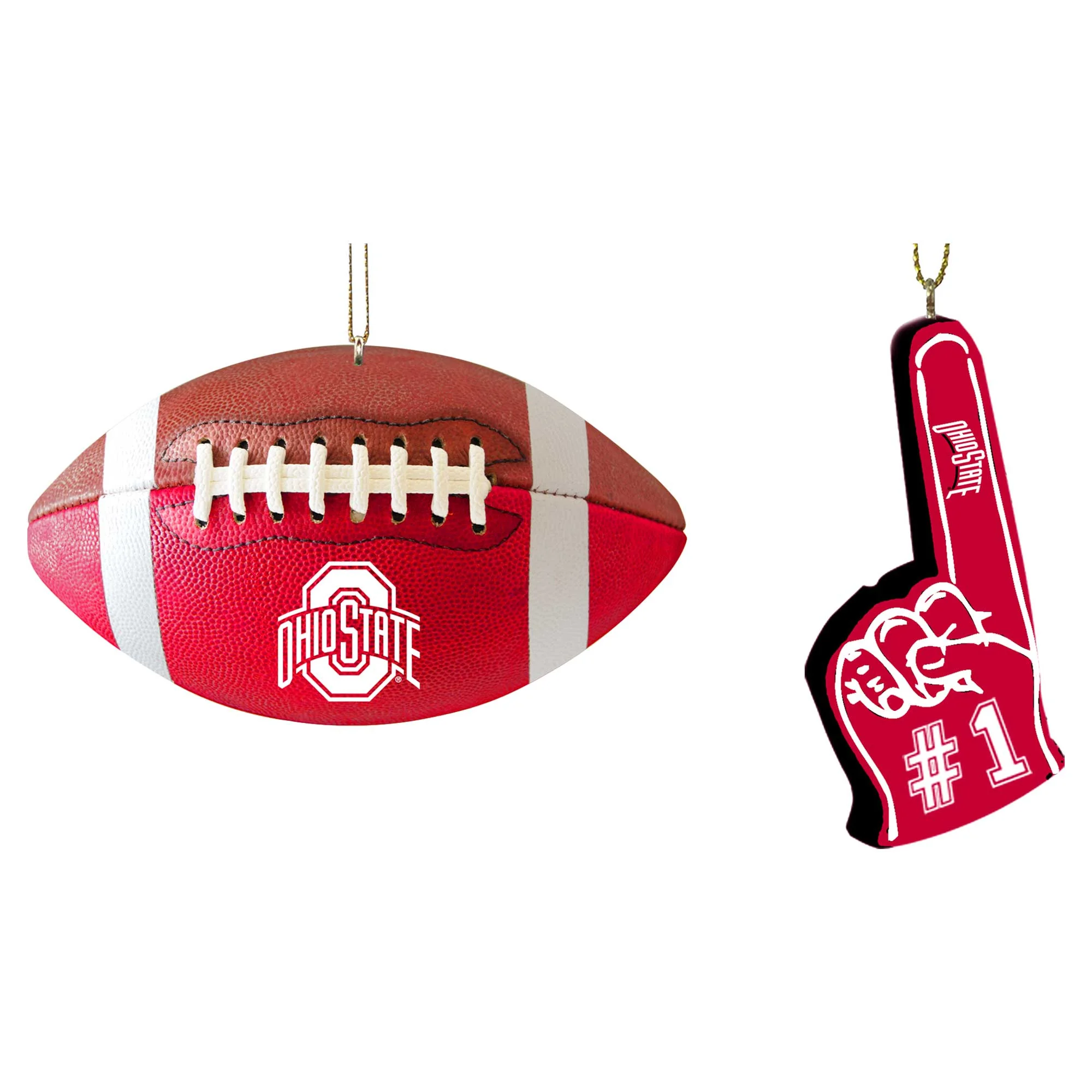 The Memory Company Ohio State Buckeyes Football & Foam Finger Ornament Two-Pack