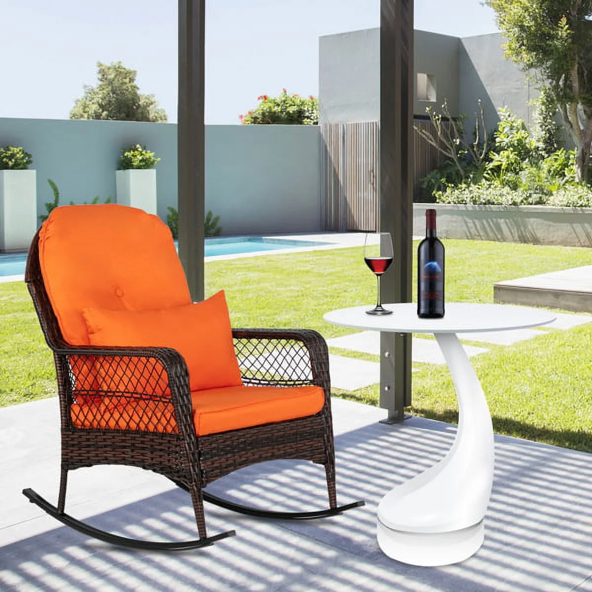 Fithood Latte Woven Single Rocking Chair Brown Gradient