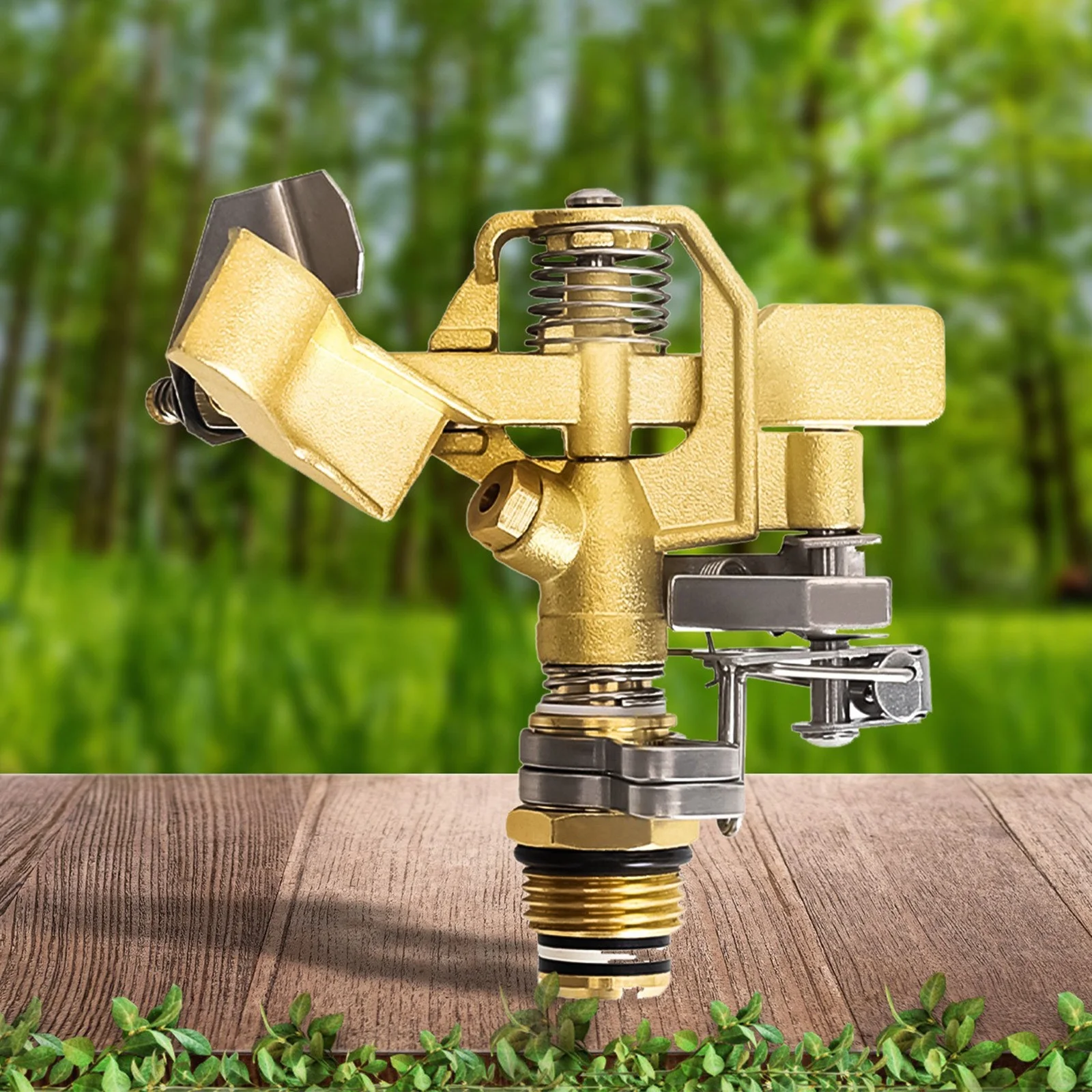 Tinyansi Impact Sprinkler, Heavy Duty Brass In-Ground Impact Sprinkler, Tripod Base, 360 Degree, 0-36 Feet Large Area Coverage, Adjustable Height 21-37 Inches, Suitable For Lawns, Patios