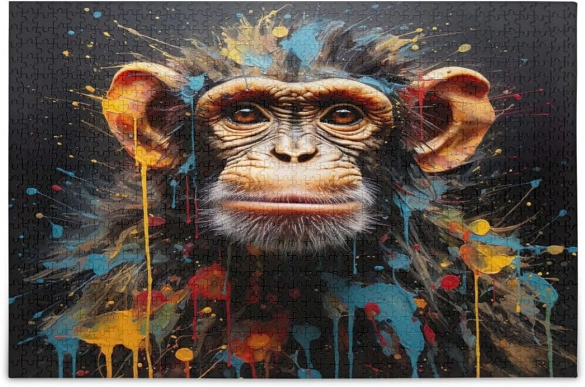 FREEAMG Watercolor Monkey Jigsaw Puzzles 1000 Piece for Adults Large Puzzle Game Challenging Family Puzzle Game for Adults Teens 29.5