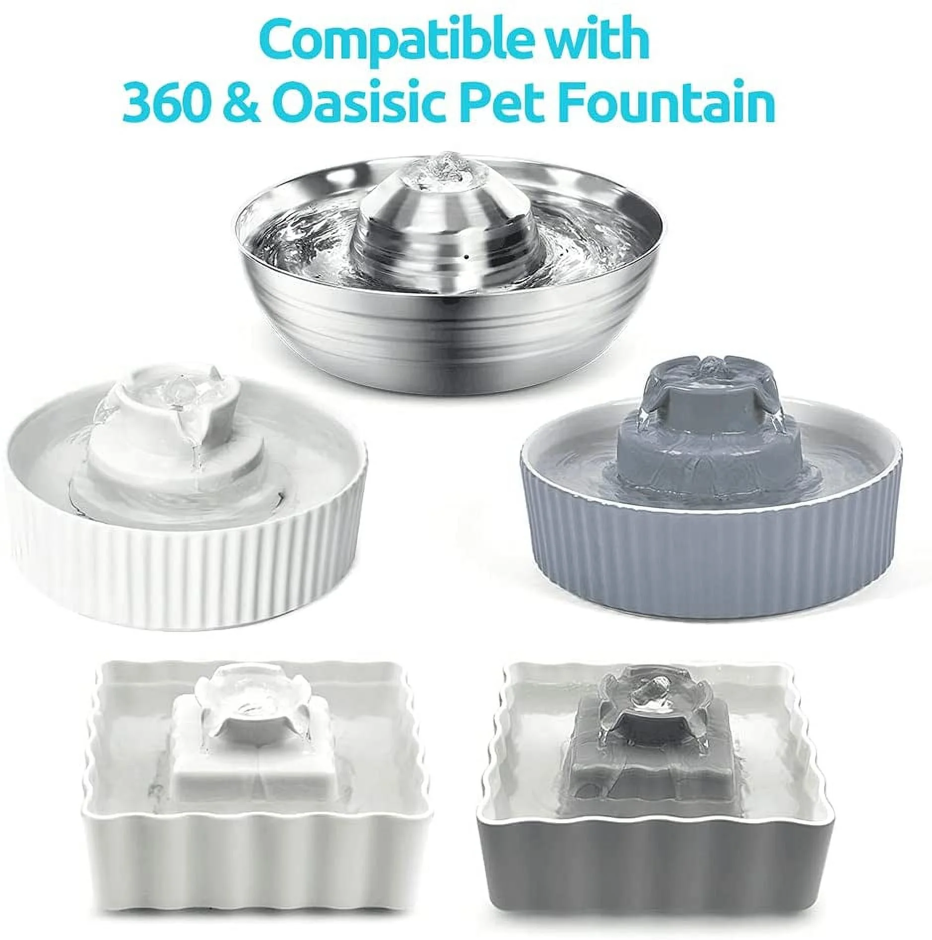 NautyPaws Cat Fountain Replacement Filters, 16 Carbon Filters with 4 Foam Filters, Compatible with Ceramic Cupcake and Wave Cat Fountain and 67oz/2L Stainless Steel Cat Water Fountain(20PACK)