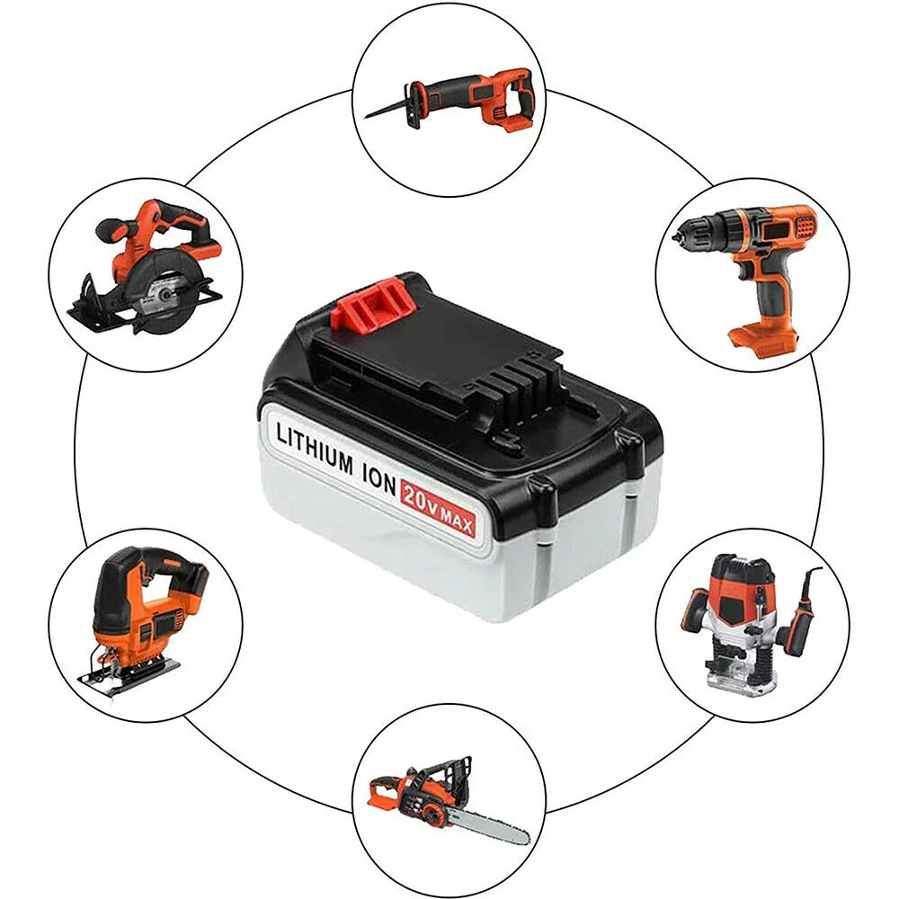 Vinida FOR Black and Decker LB2X4020 Battery 20V 5000mAh Li-ion Black and White Replacement for LB20 LBX20 LBXR20