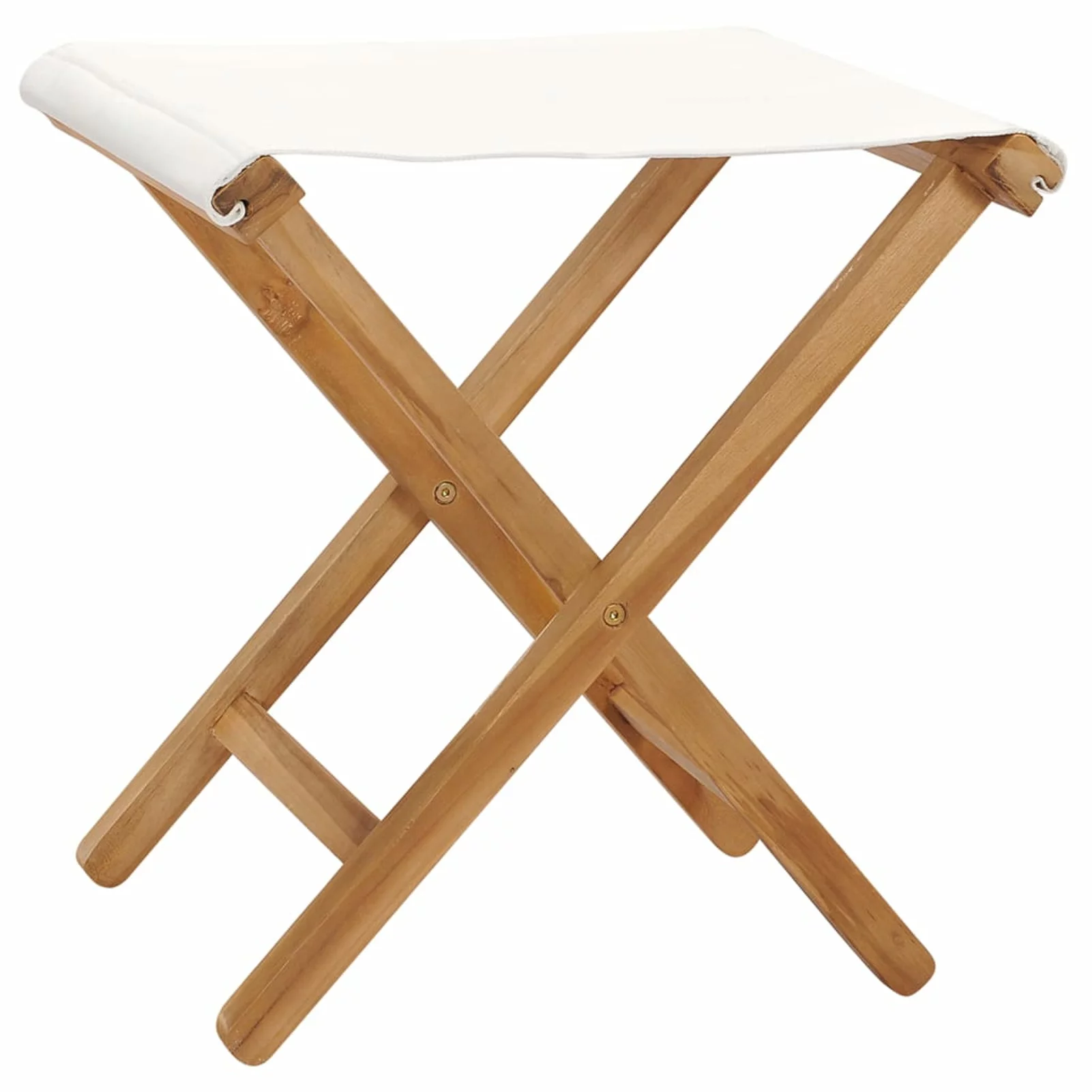 Dcenta Folding Chairs 2 pcs Solid Teak Wood and Fabric Cream White