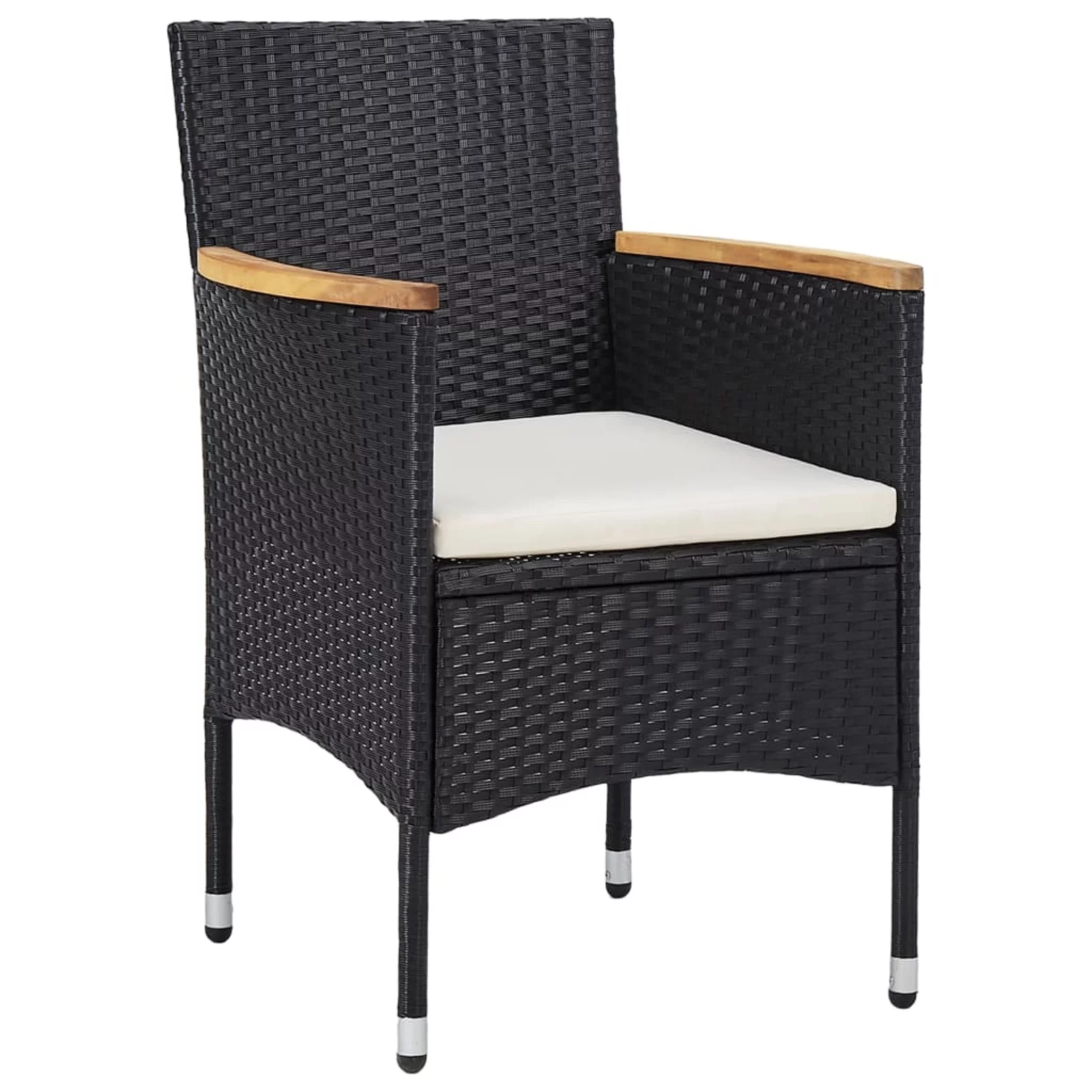 Carevas Patio Dining Chairs 2 pcs Poly Rattan Black