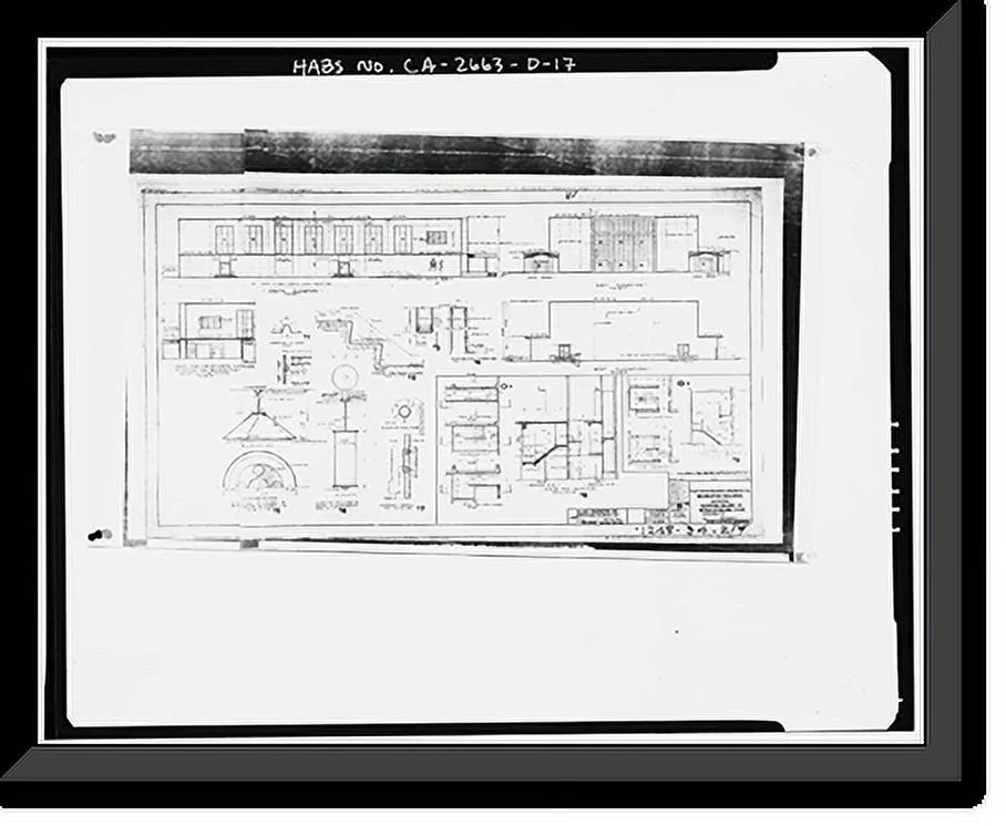 Historic Framed Print, Roosevelt Base, Auditorium-Gymnasium, West Virginia Street between Richardson & Reeves A, Long Beach, Los Angeles County, CA - 16, 17-7/8
