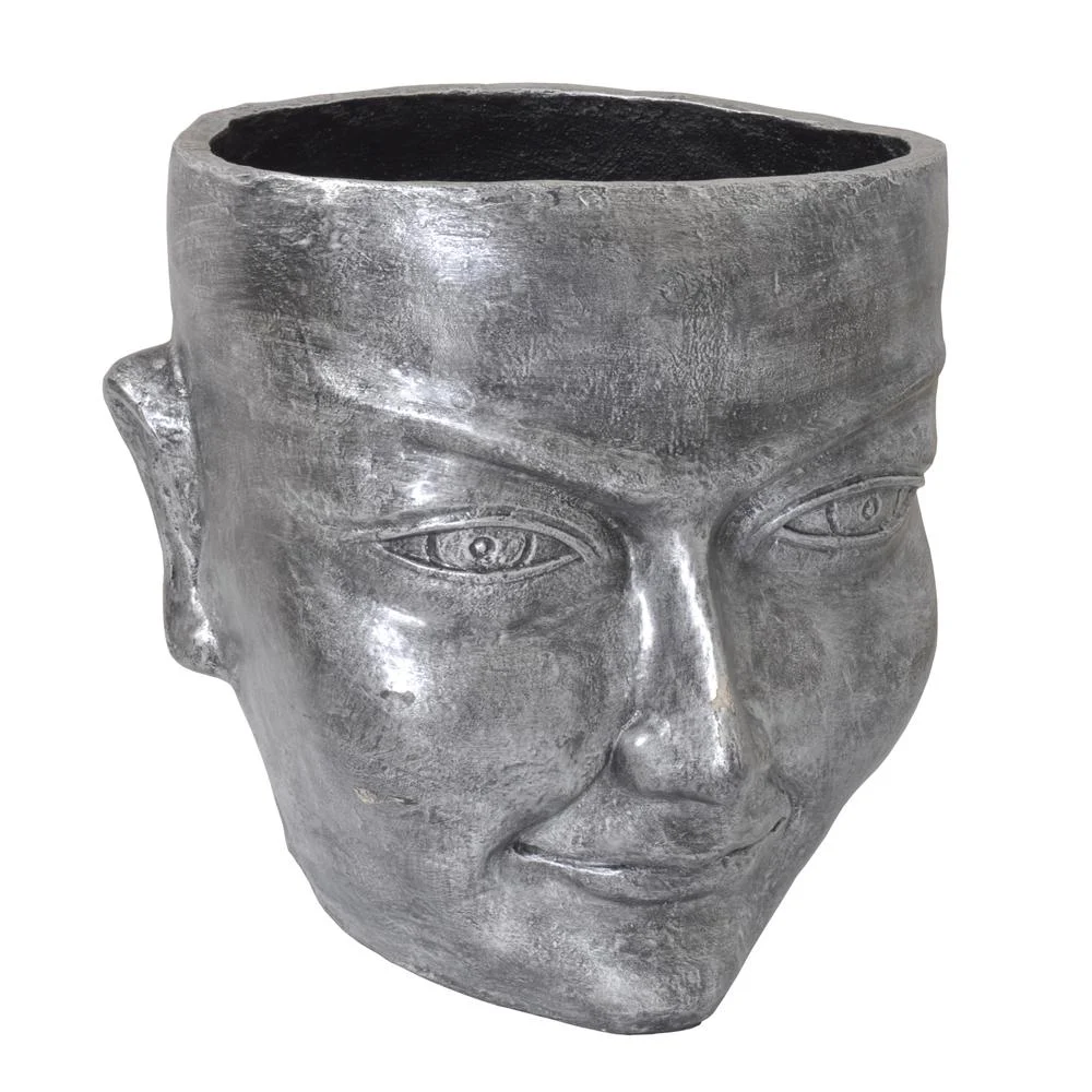 Face Flower Pot M Silver