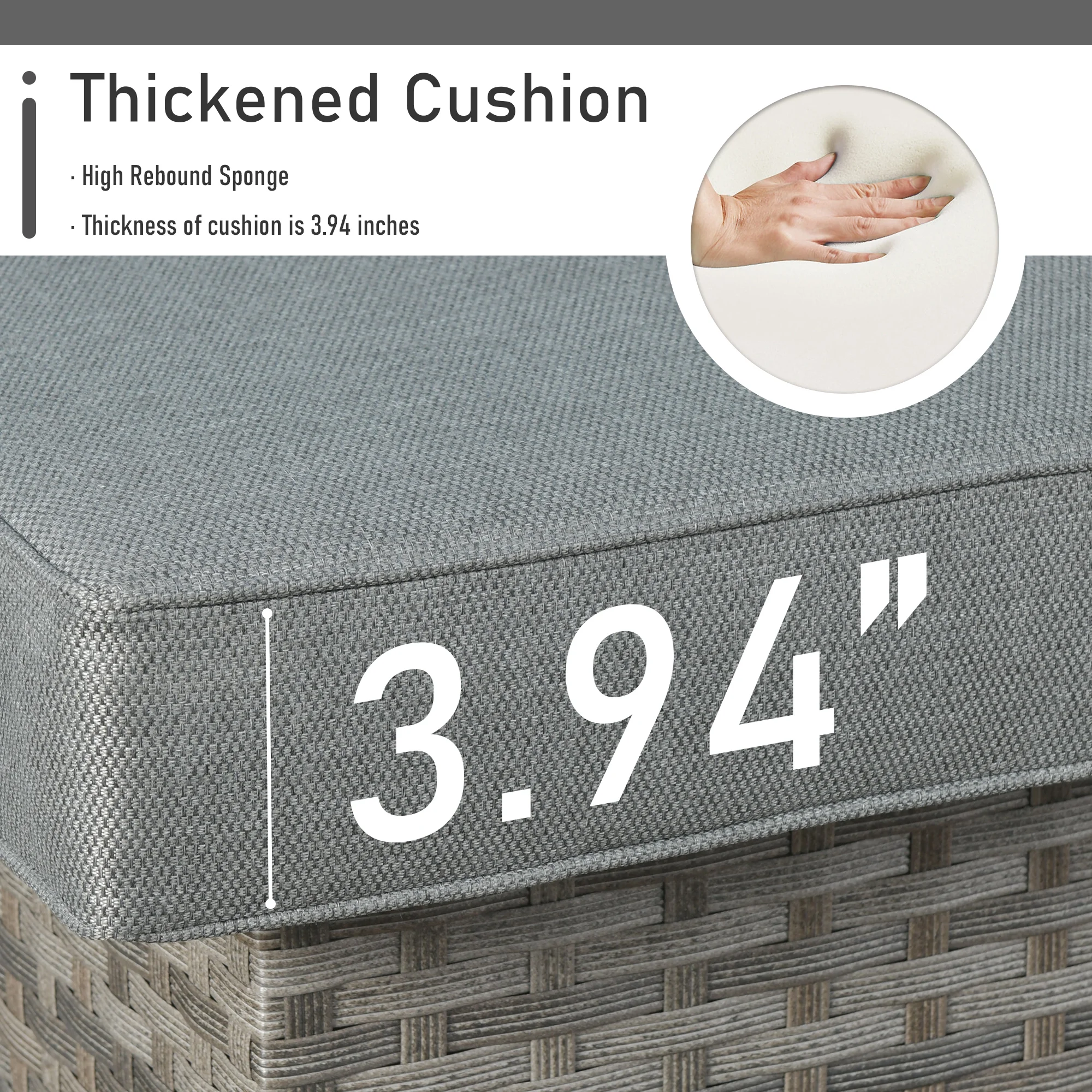 Vcatnet Direct 7 Pieces Outdoor Patio Furniture Sectional Sofa All-weather Conversation Set with Fire Pit Table and Coffee Table for Garden,Poolside,Dark gray