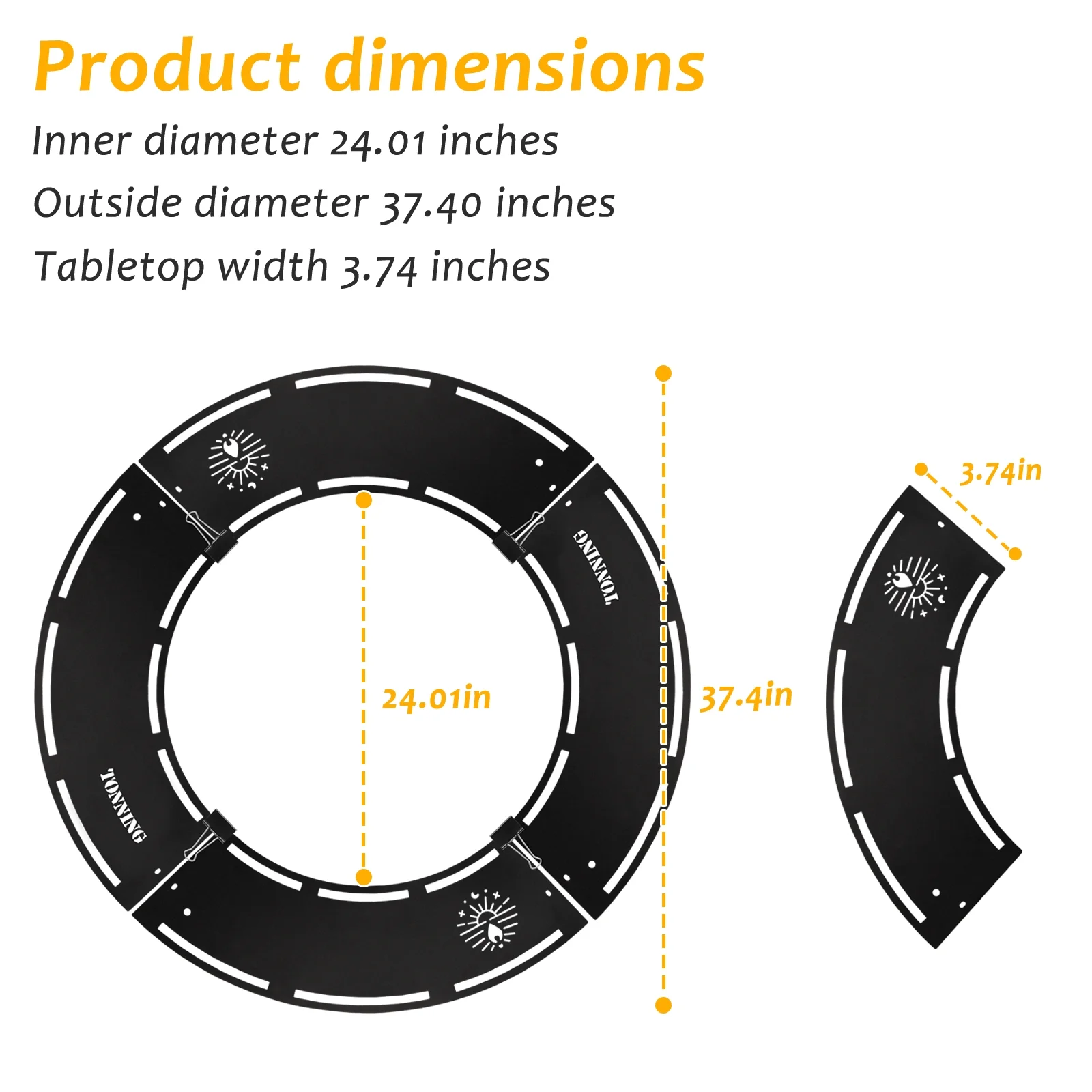 Fire Pit Solo Stove Surround Tabletop, Suitable for Bonfire Wood Burning Outdoor Fire Pit,Easy to Install and Portable,Ideal for Courtyard and Outdoor Camping,Black