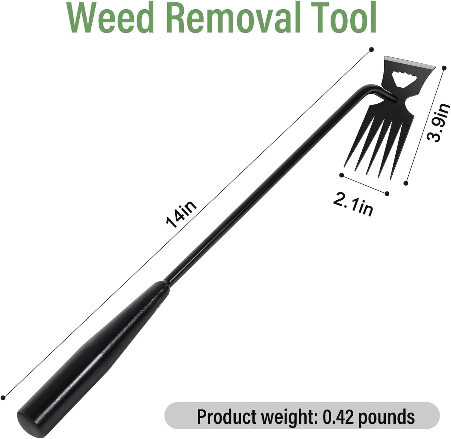 2024 New 5 Teeth Manganese Steel Weed Puller Tool,Portable Garden Weeder Tools,for Hand Weeder Puller for Vegetable Gardening Backyard Farm Planting & Uprooting Weeding Tool(Black)