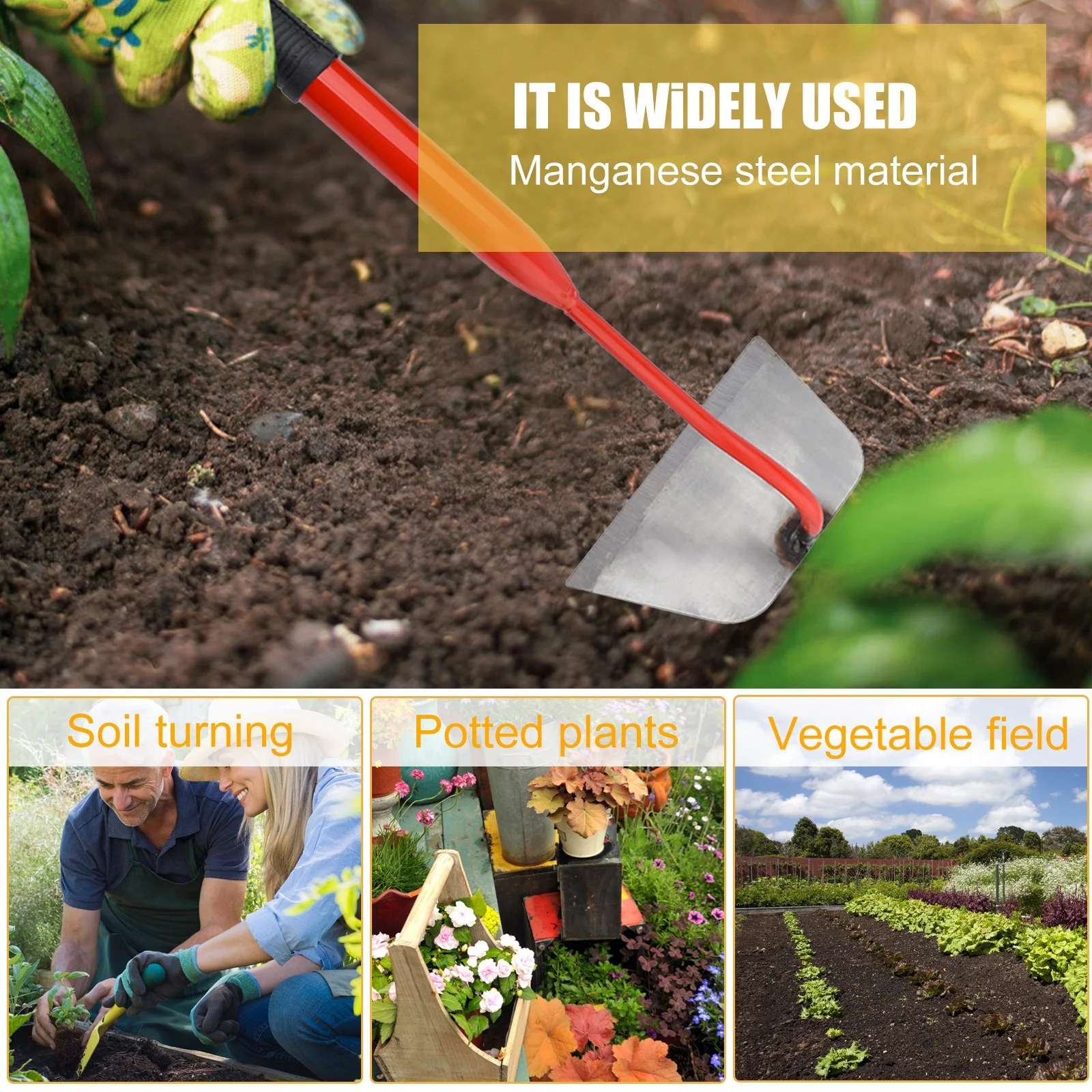 Hand Piece Hollow HoeHigh Carbon Steel Convenient Gardening Planting Flowers Vegetables