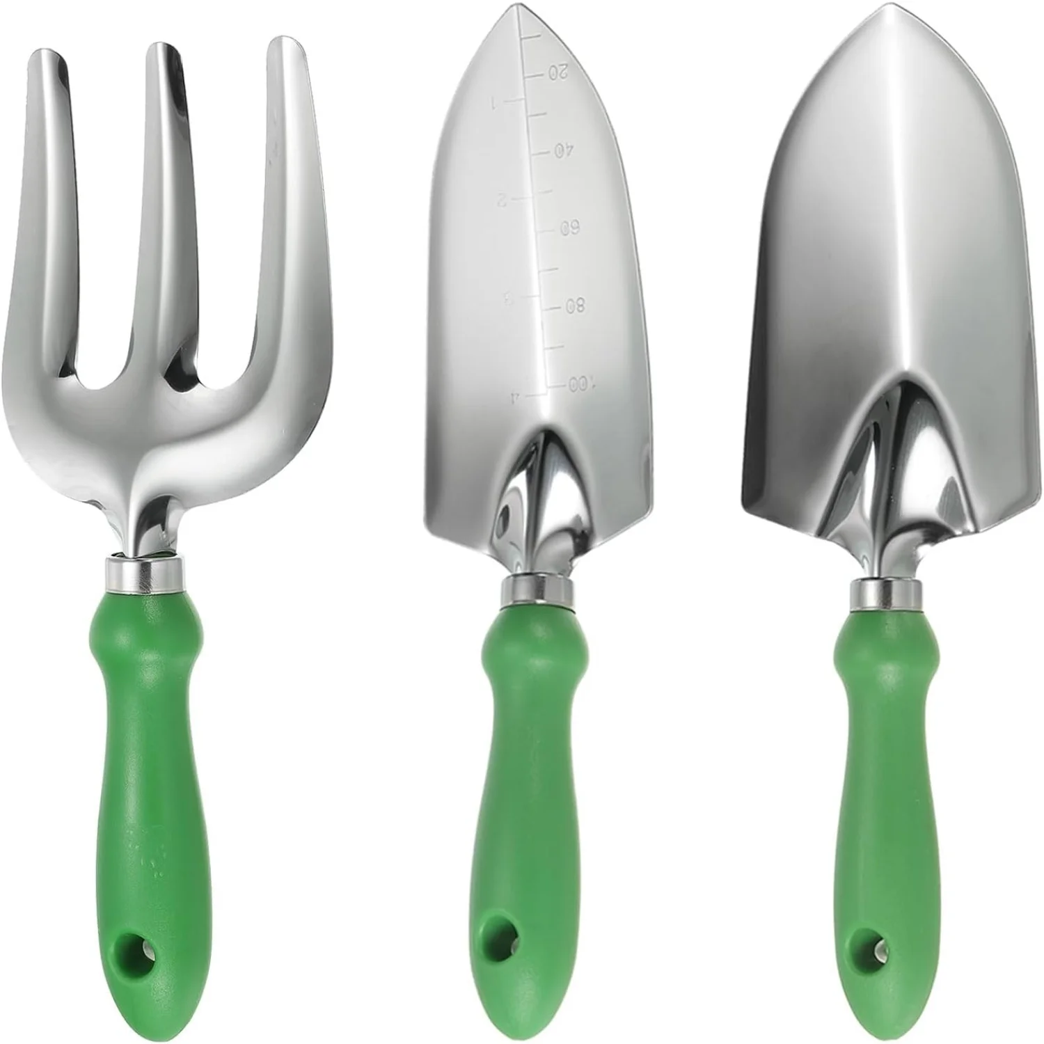 Garden Tool Set  Garden Hand Weeder Kit Includes Hand Removal Weeder&Measuring Removal Weeder&Garden Fork for Digging Loosening Soil  Green