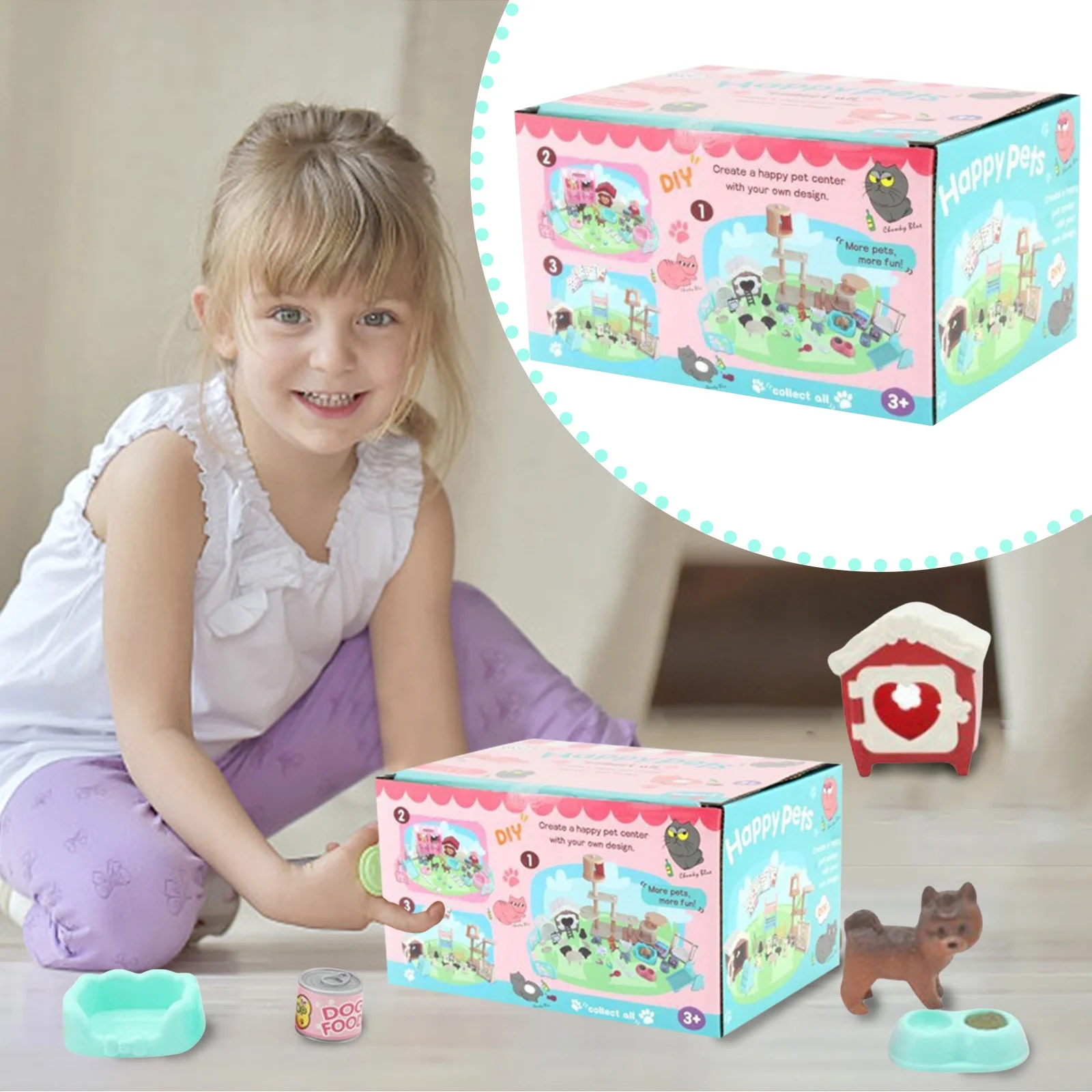 Pet Pretend Play Toys 32 PCS Dog Figures Playset Toy Realistic Detailed Pet Care Center Puppy Care Role Play Educational Toys Toddlers Boys and Girls Special Education Classroom Management