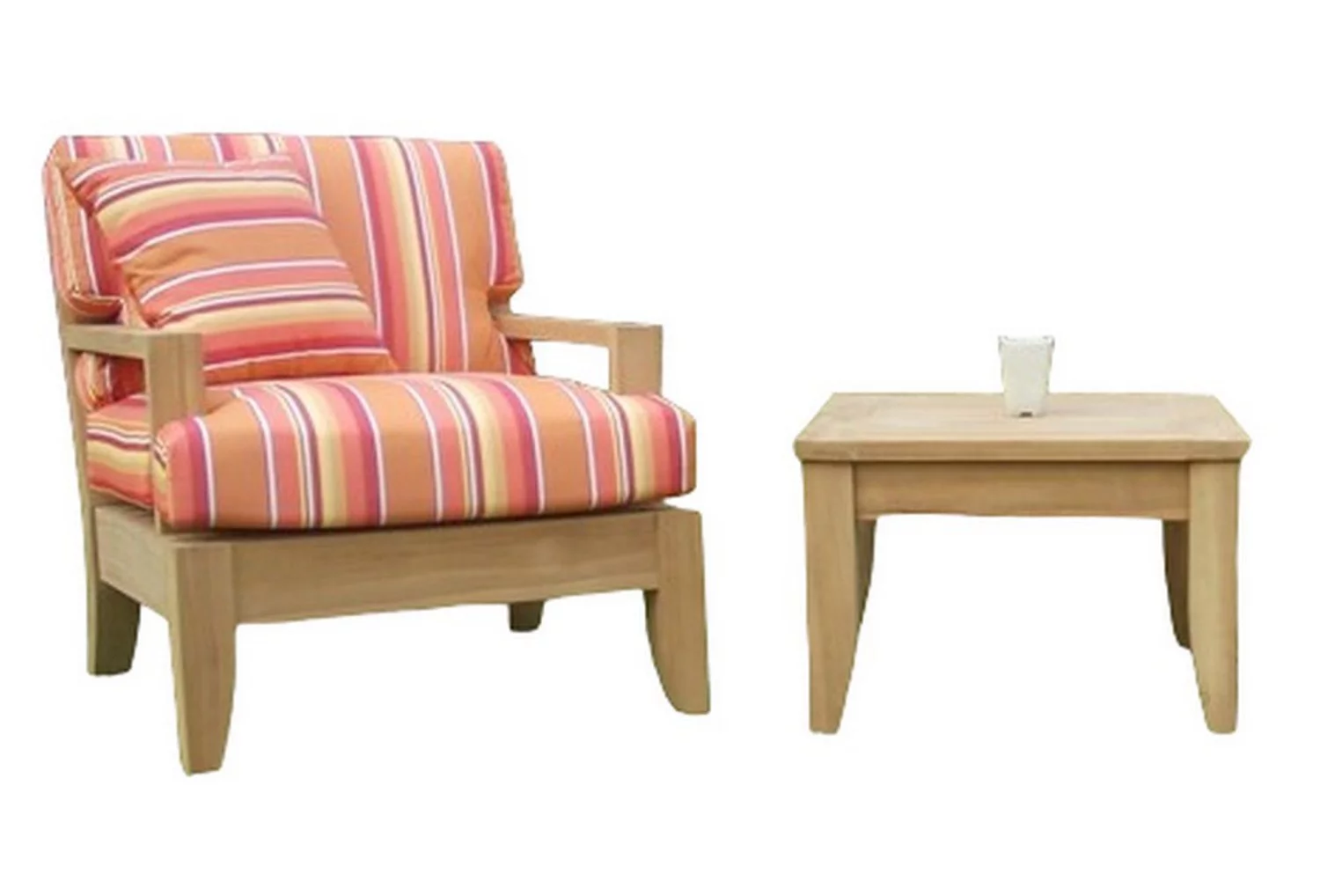Atnas 2 Pc Lounge Chair Set: Lounge Chair & Side Table With Cushions in Sunbrela Fabric #56000 Dolce Mango