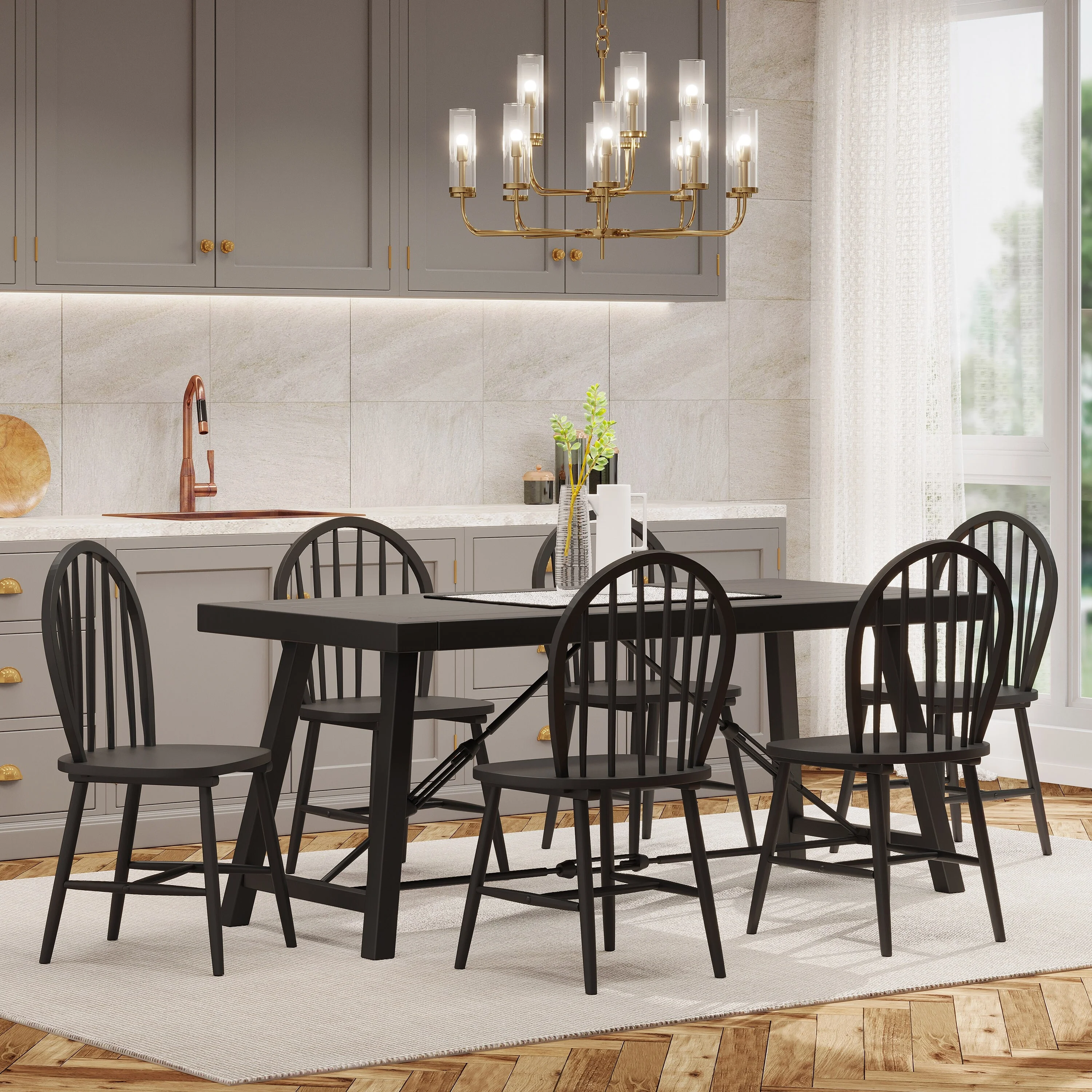 Christopher Knight Home Chilacot Iron and Wood 7 Piece Dining Set by