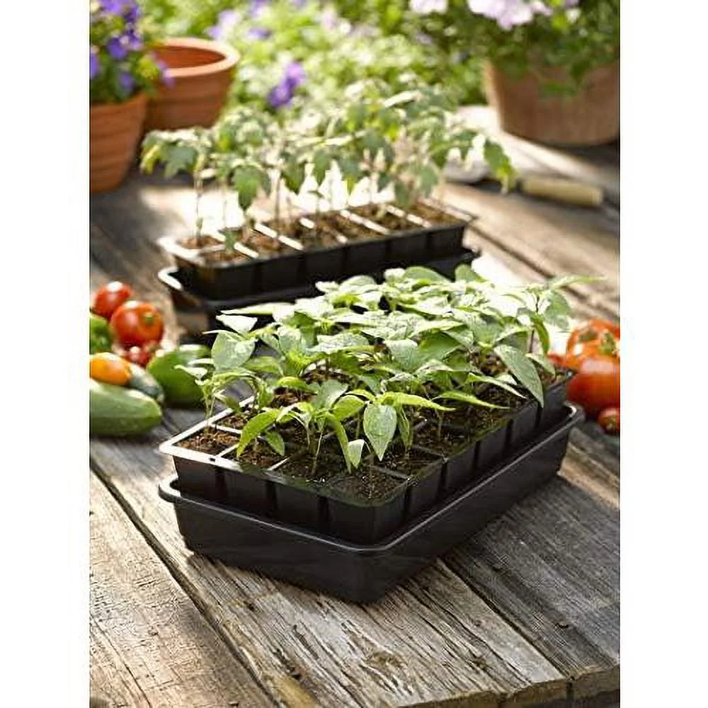 Growease Self Watering Seed Starting Kit, 24- Cell Seed, Holds 3 Qts Of Seed Starting Mix - Capillary Mat, Cover And Water Reservoir Included, 100% Recycled Plastic