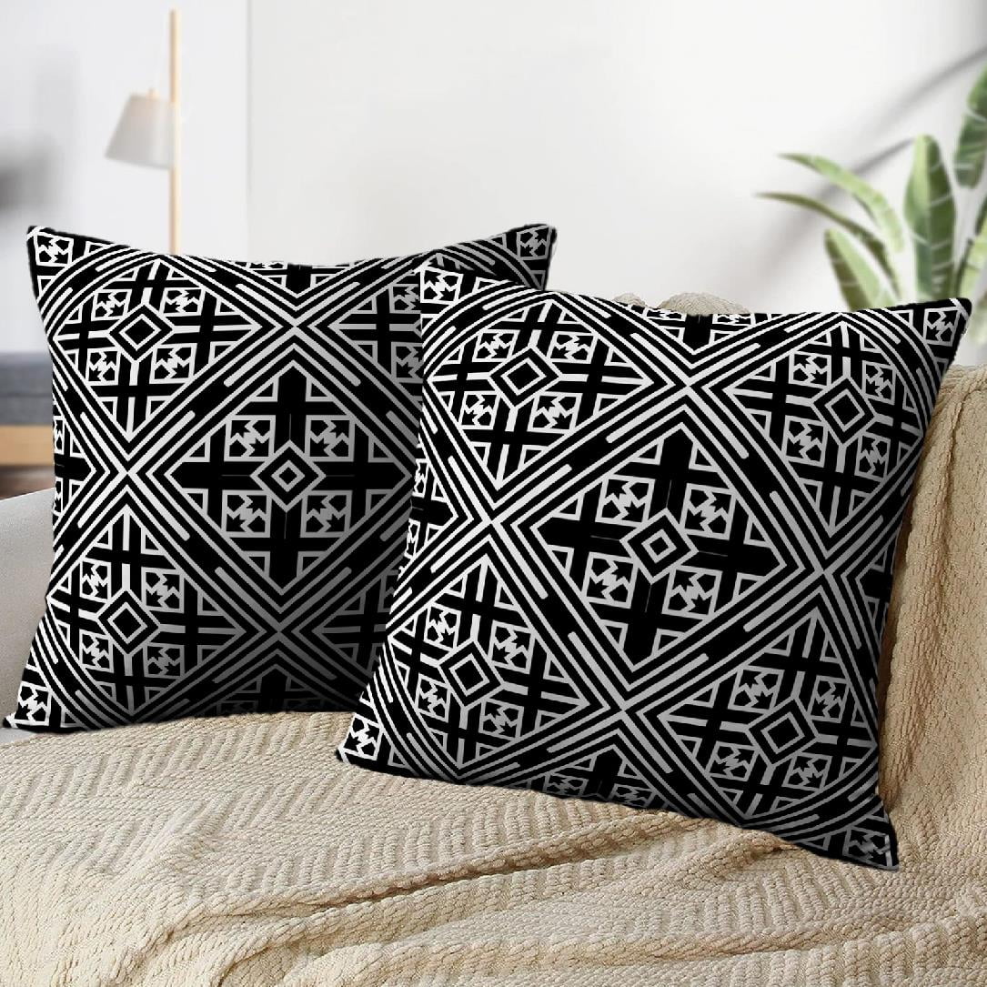 LALILO Throw Pillow Covers Art Black And White Geometric Art Cushion Cover 18