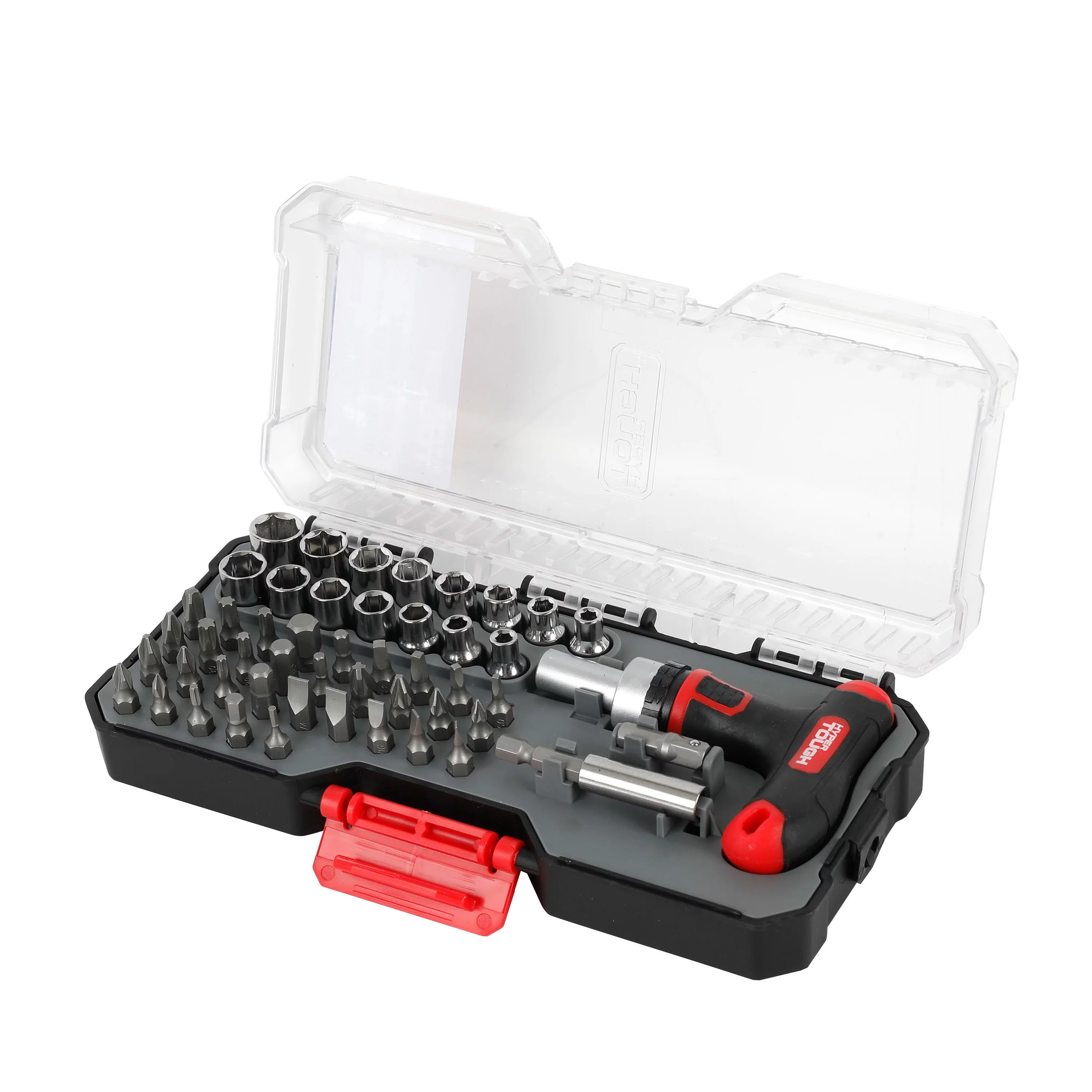 Hyper Tough 50-Piece T-Handle Driver and Drill Bit Set in Click Fit™ Case, 42036CF