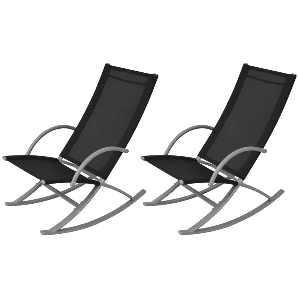 Aibecy Patio Rocking Chairs 2 pcs Steel and Textilene Black