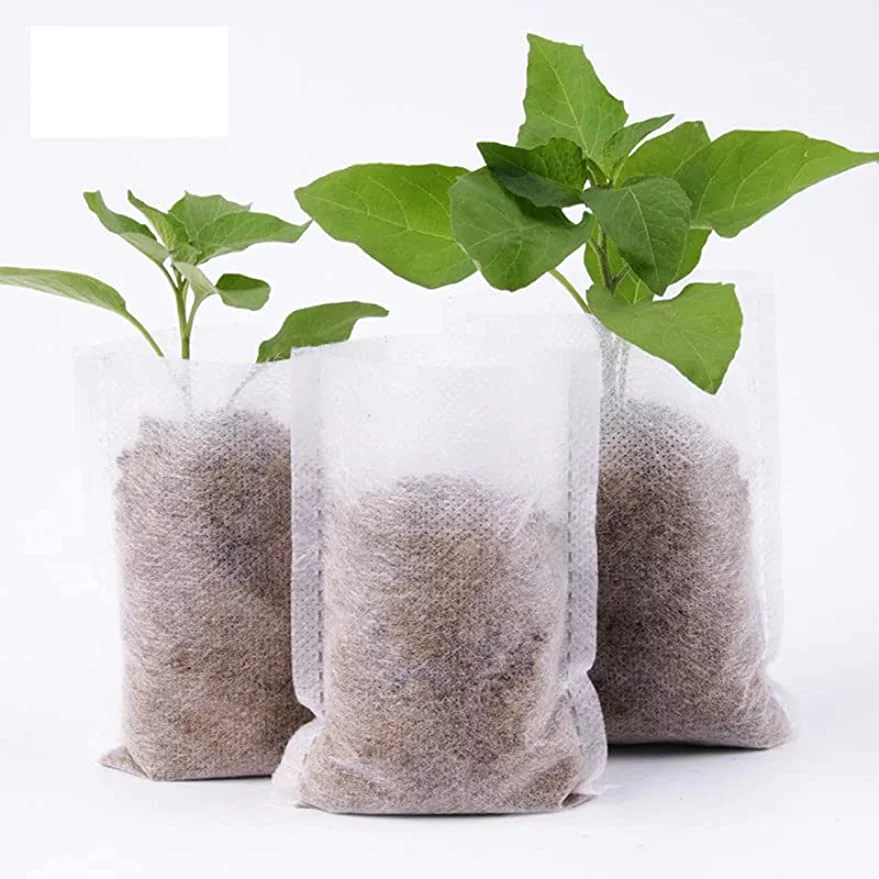 Biodegradable Non-Woven Nursery Grow Bags Seedling-Raising Bags Nursing Seedling Raising Pots Plants Pouch White - 7.09