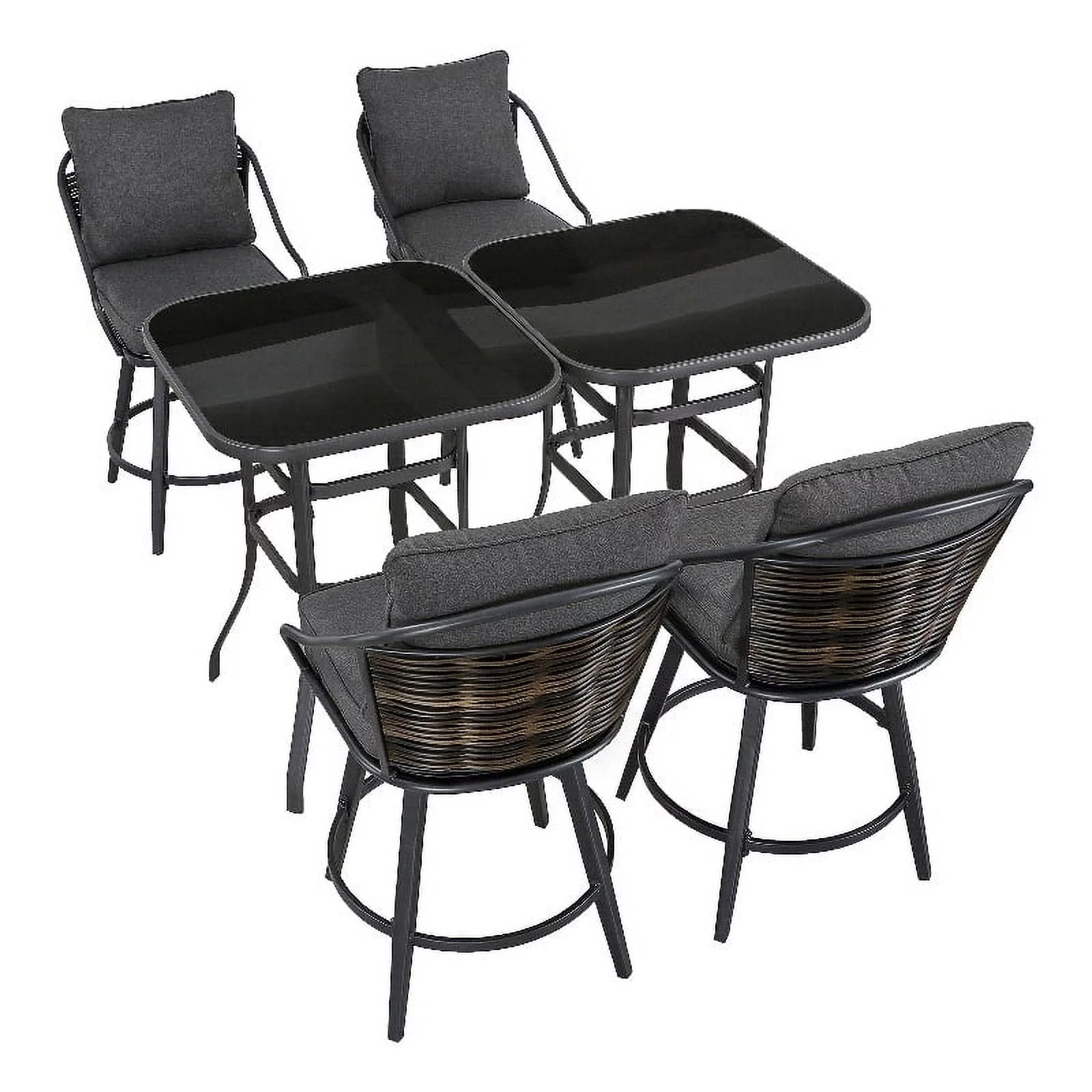 Patio Festival Metal 6-Piece Outdoor Dining Set in Beige/Black