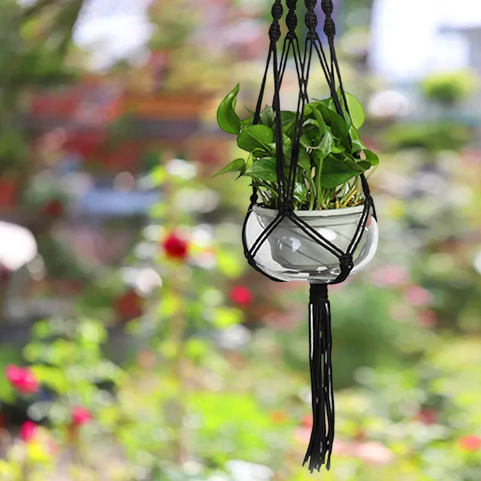 Flower Pot Rack Lace Hanger Ephedra Rope Lace Flower Pot Rack Hanging Basket With Beads Flower Pot Rack Lace Hanger Utility Tool