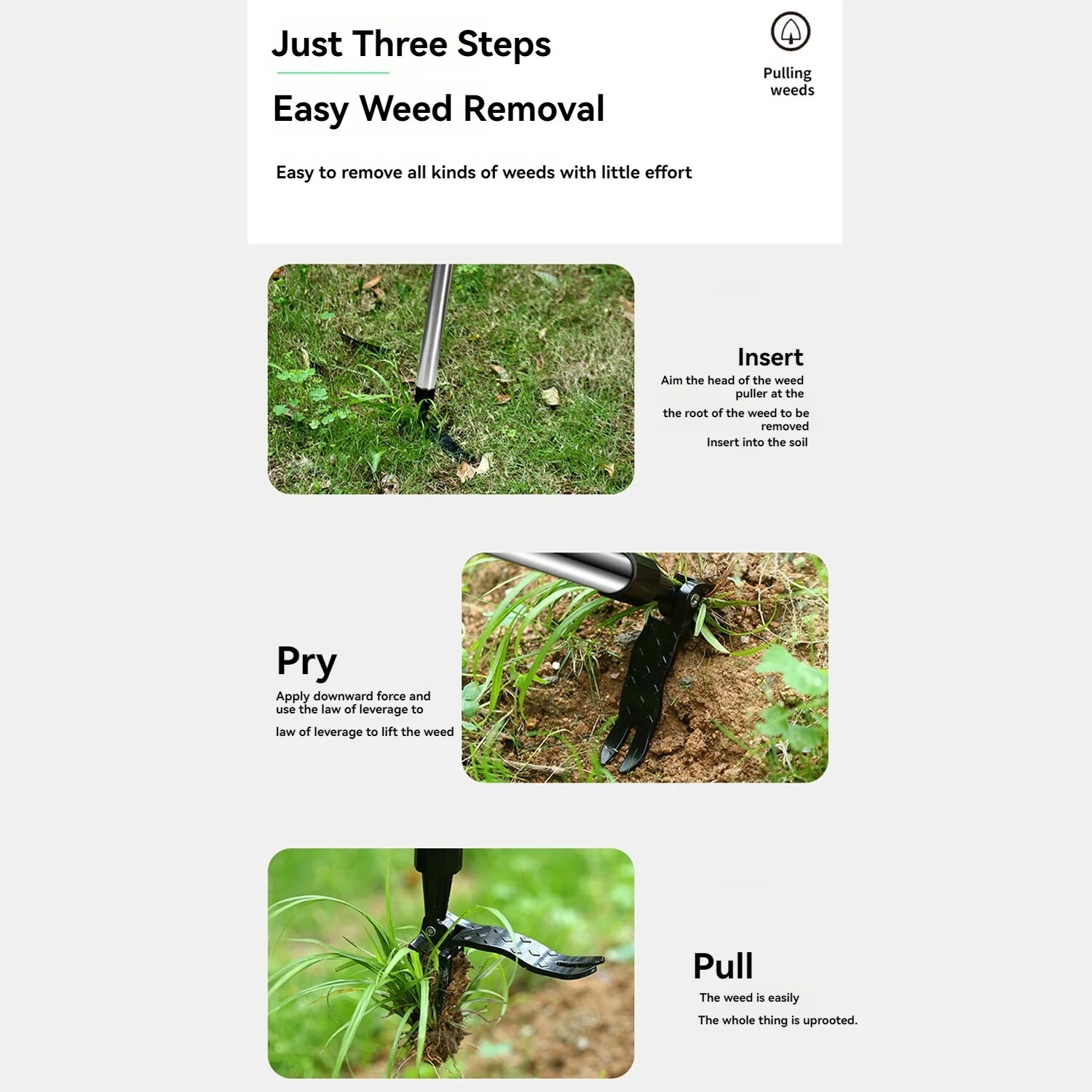 Weed puller Standing weeder Manual no-bend weeder Weed puller (without handle)