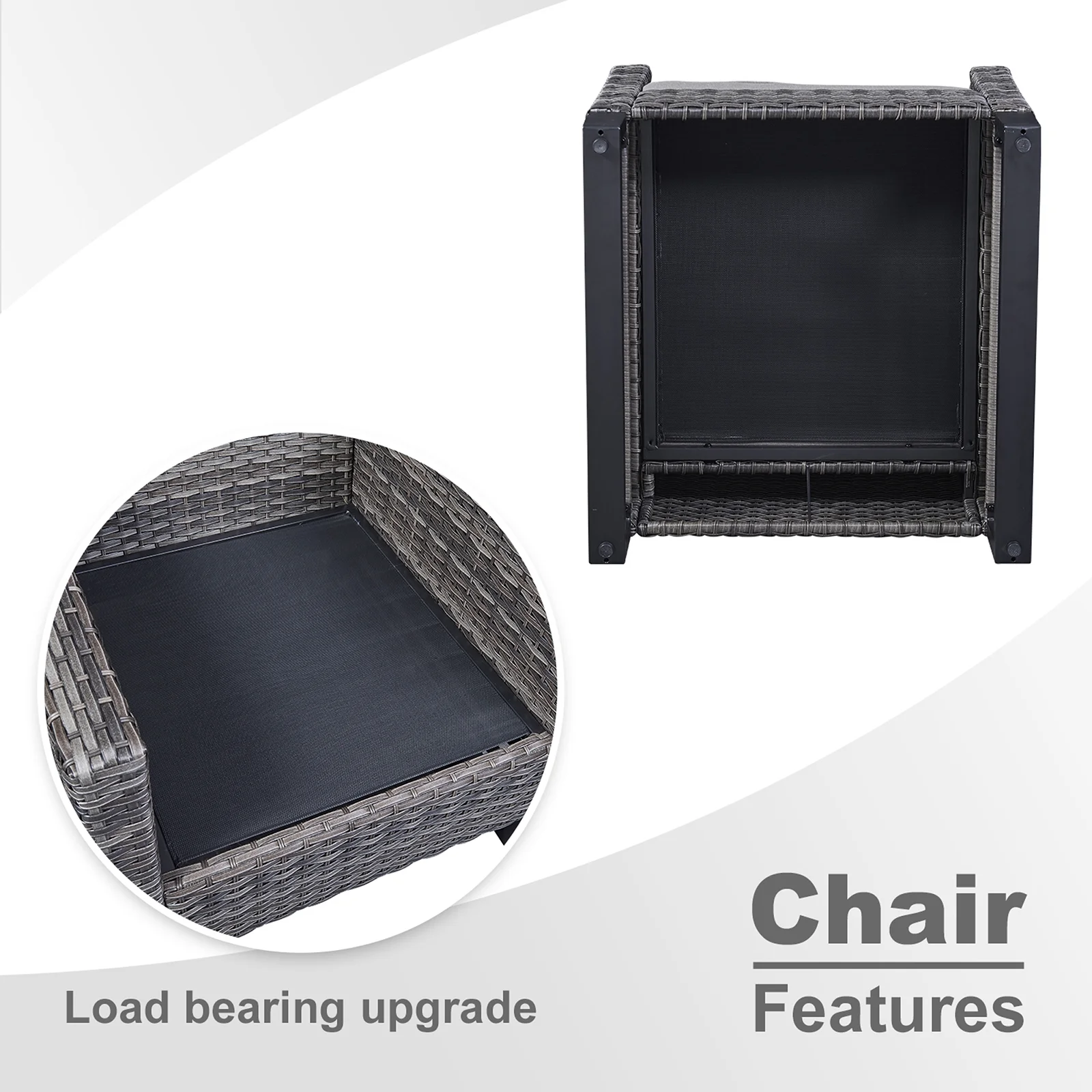 POCASSY Patio Lounge Accent Chair with Cushions - 2PCS, Gray Rattan